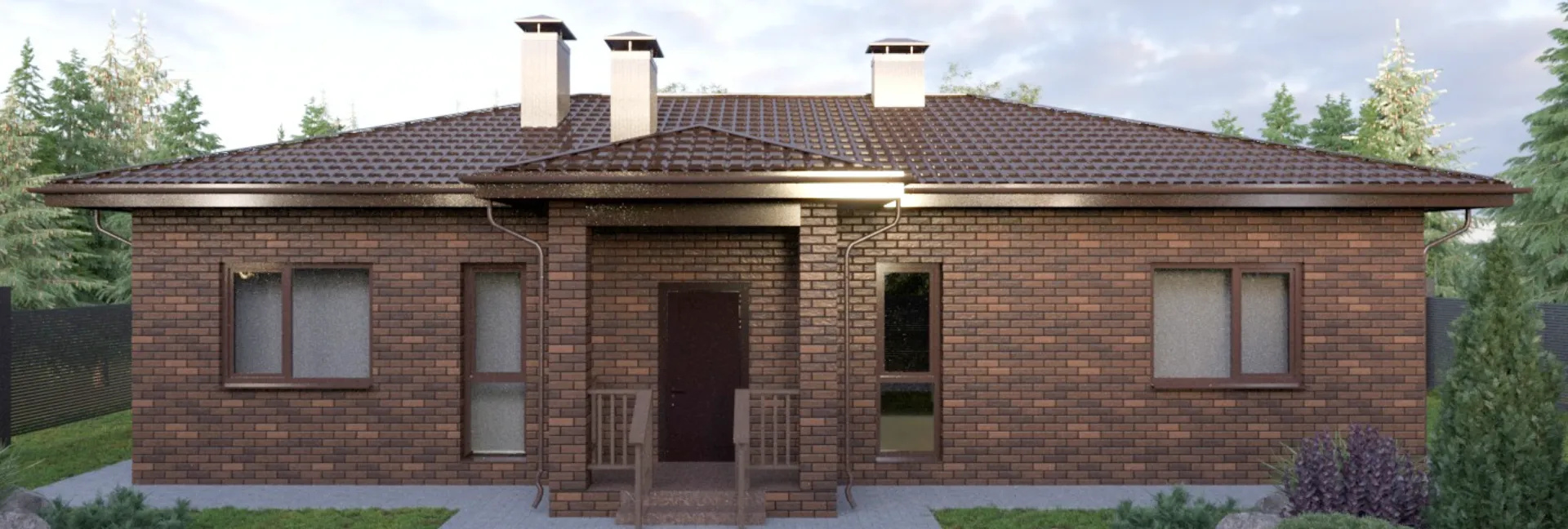 Одноэтажный дом с террасой ПК-137