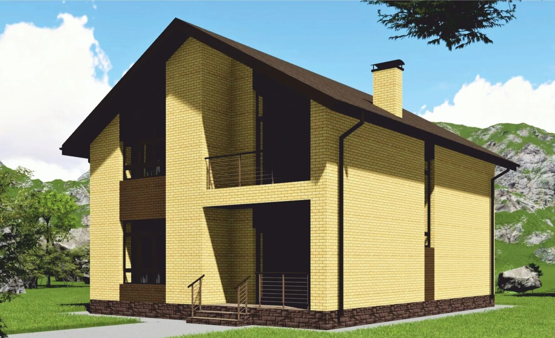 Одноэтажный дом с мансардой 