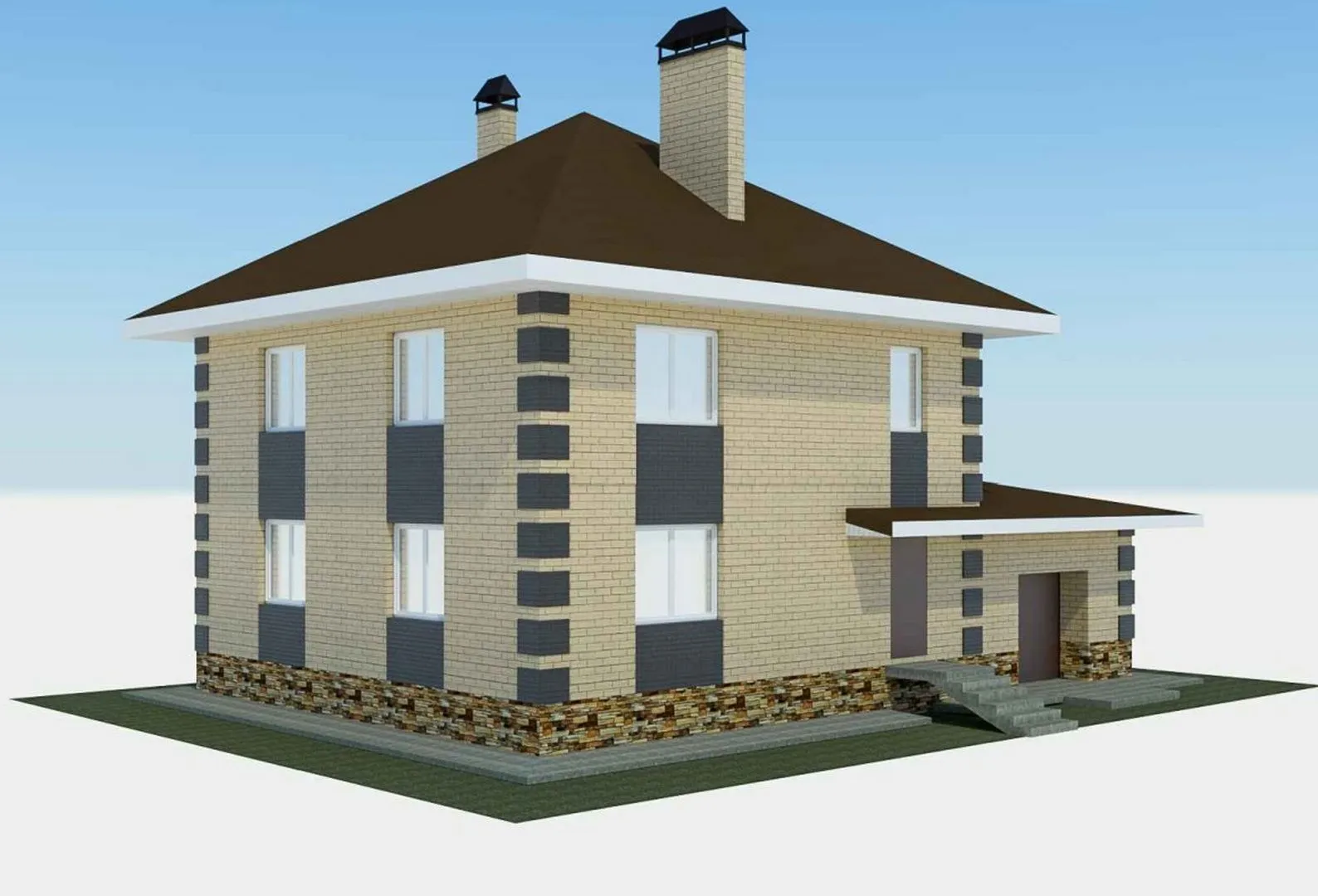 АР-20-05 Проект двухэтажного кирпичного дома с гаражом