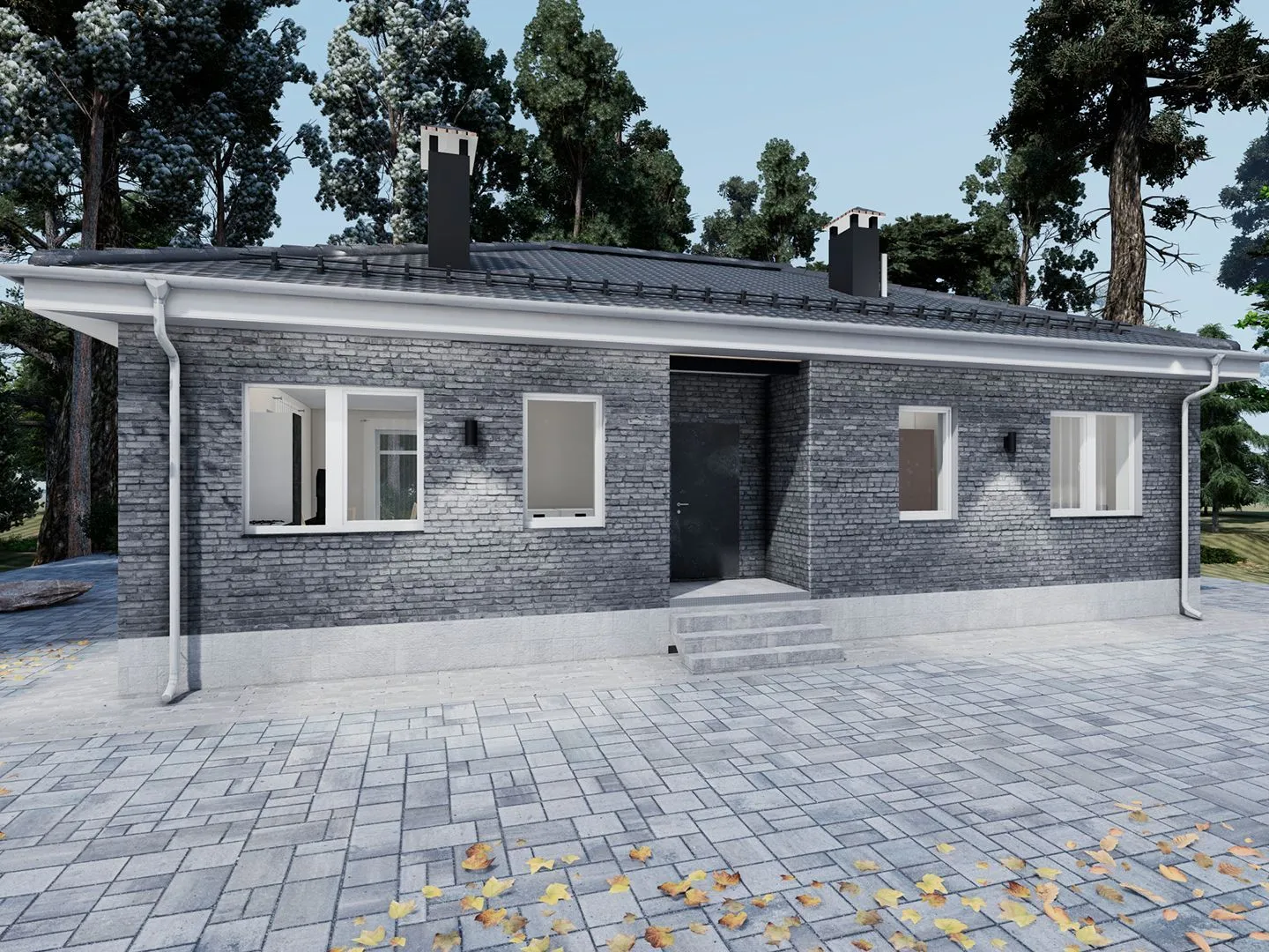 Одноэтажный дом с крыльцом Family -101