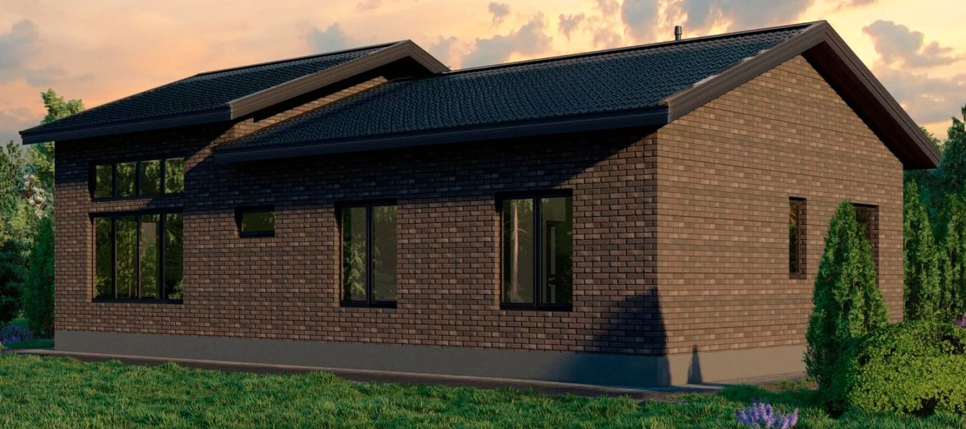 Одноэтажный кирпичный дом ИП-145