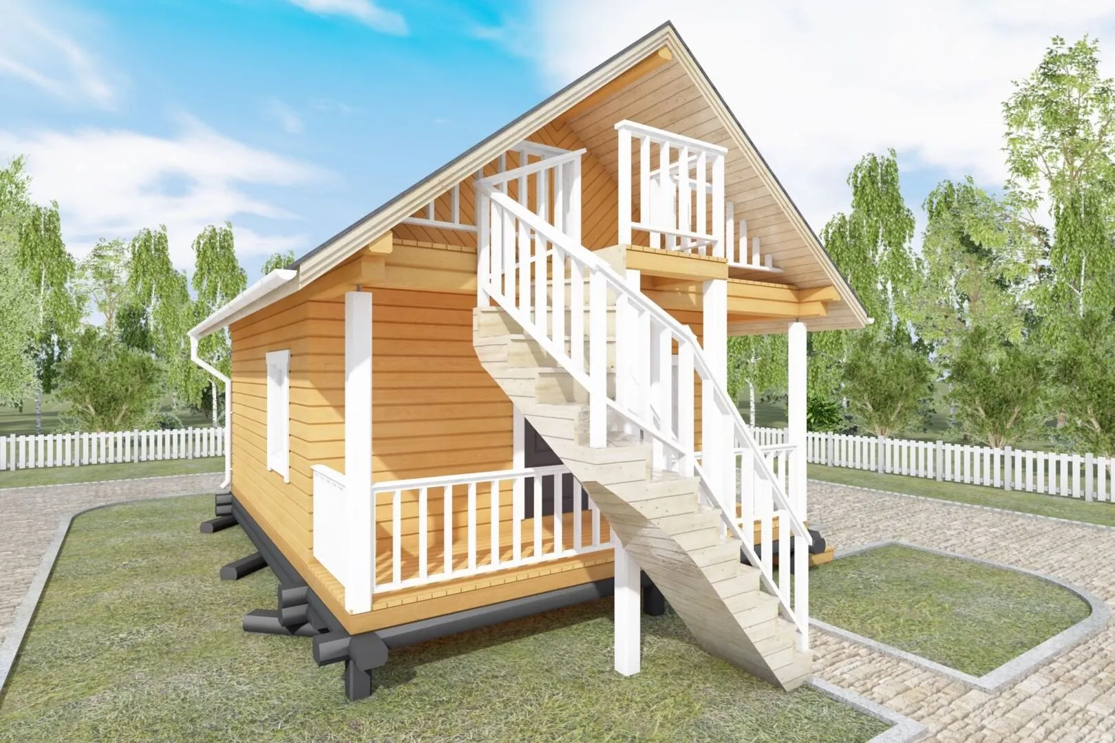 Брусовый дом с площадью 81м2