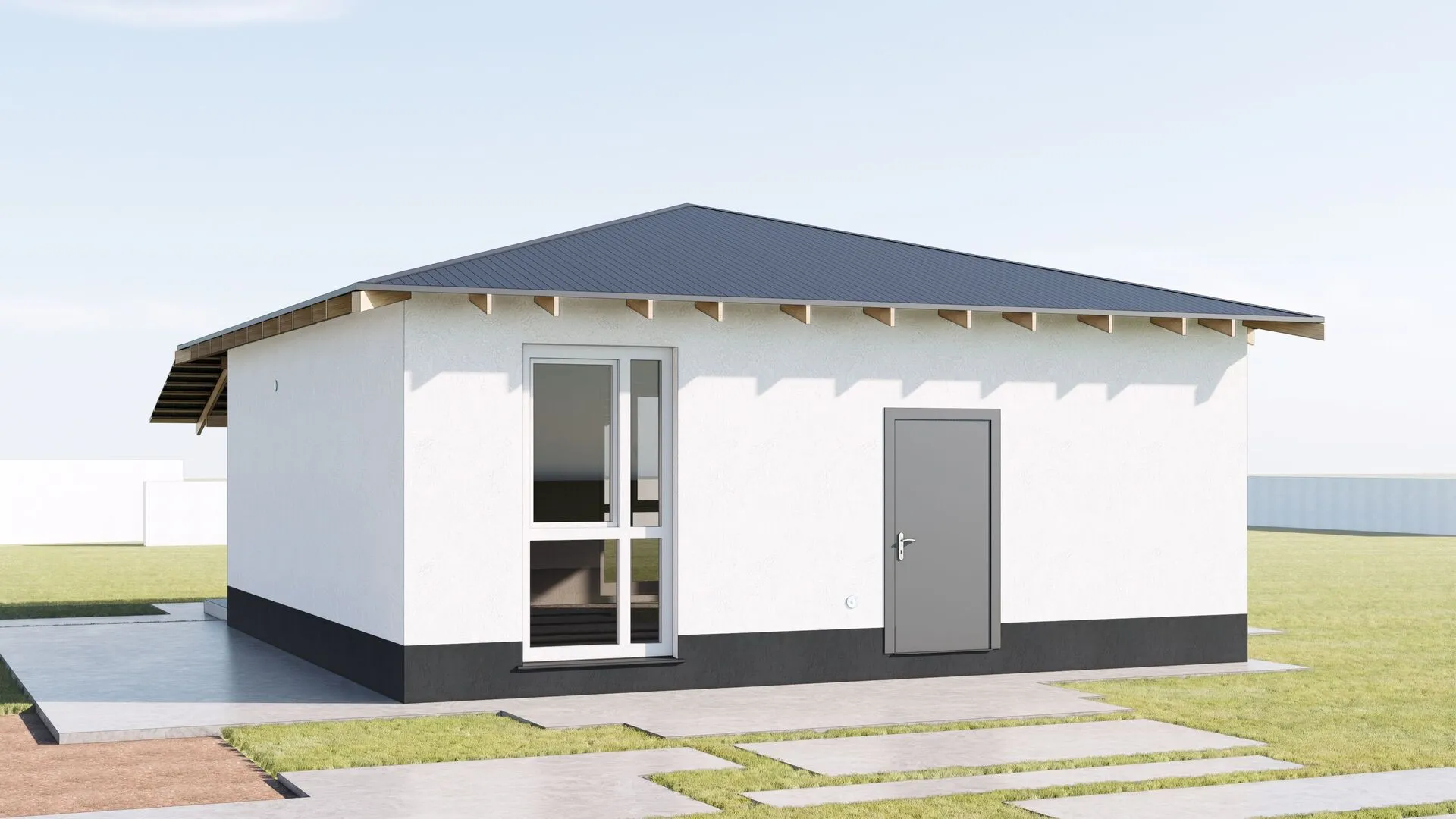 Каменный одноэтажный дом с террасой 71 