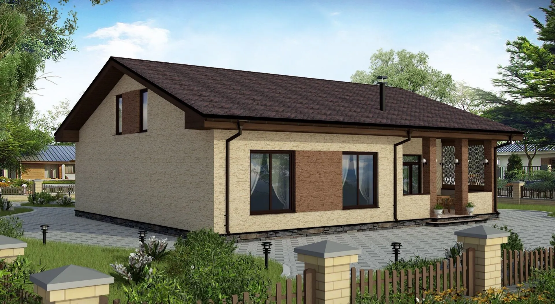 Одноэтажный дом с террасой В-127-3