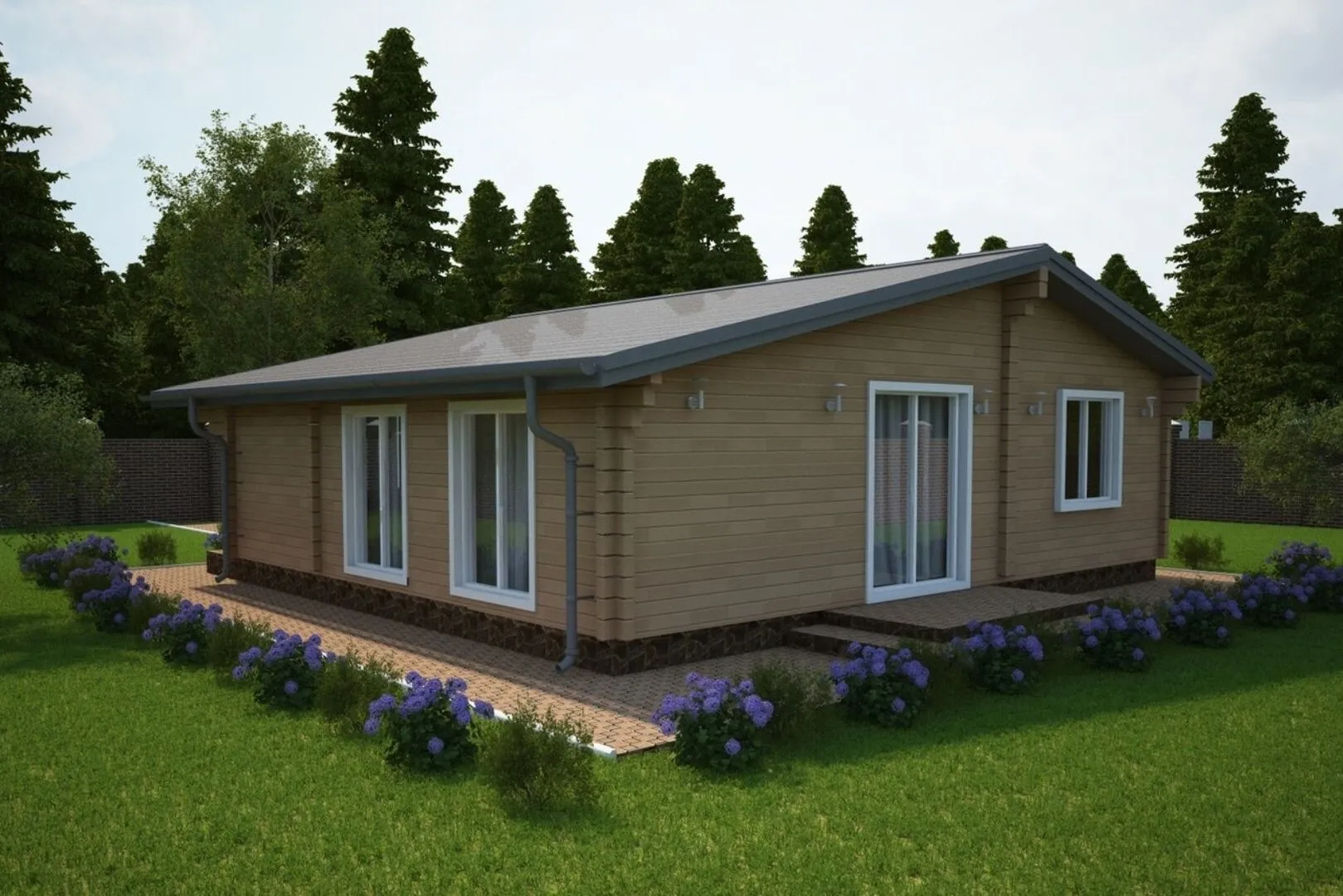 Одноэтажный дом из клееного бруса КБ84
