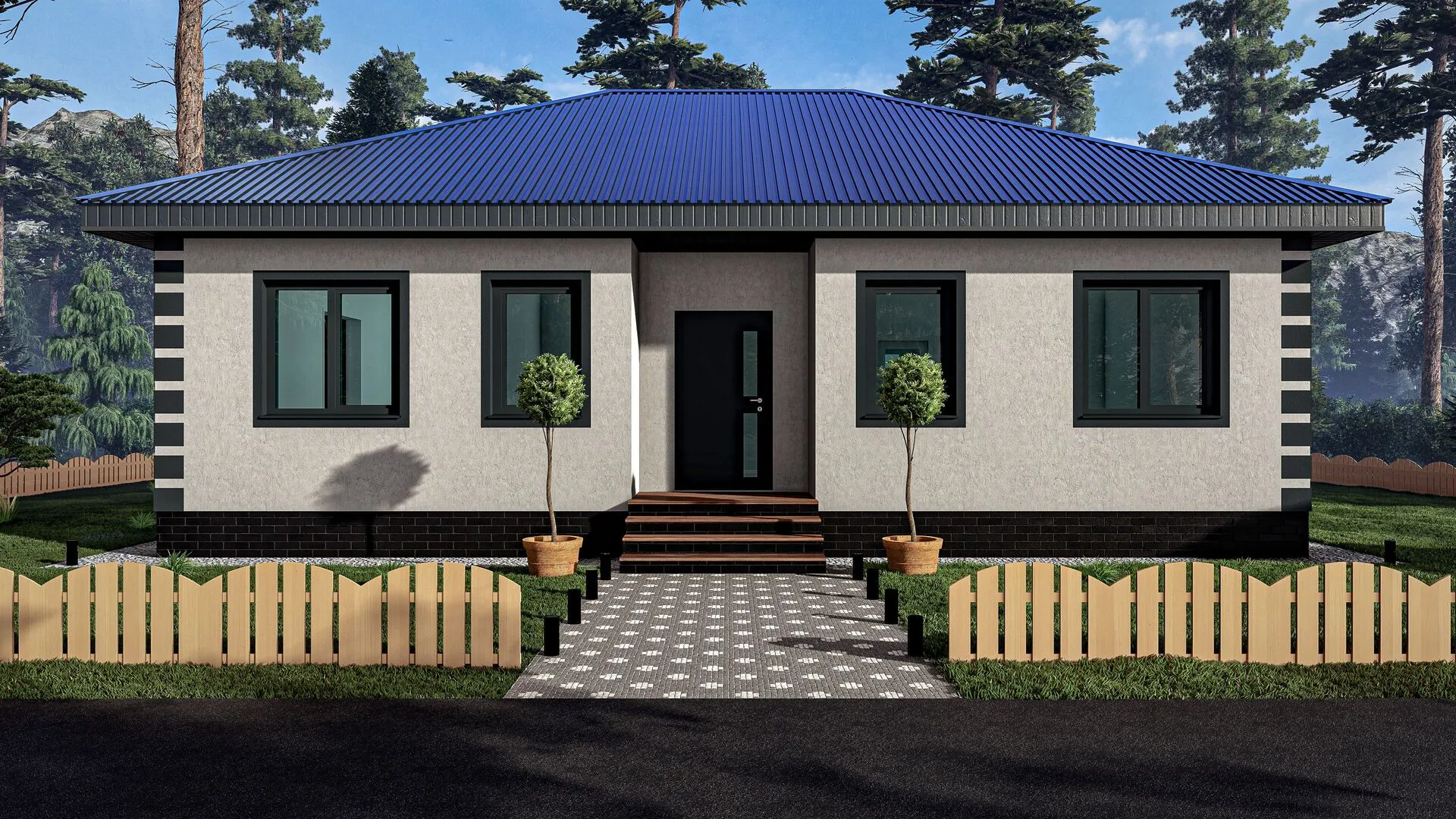 Жилой одноэтажный дом с тремя спальнями