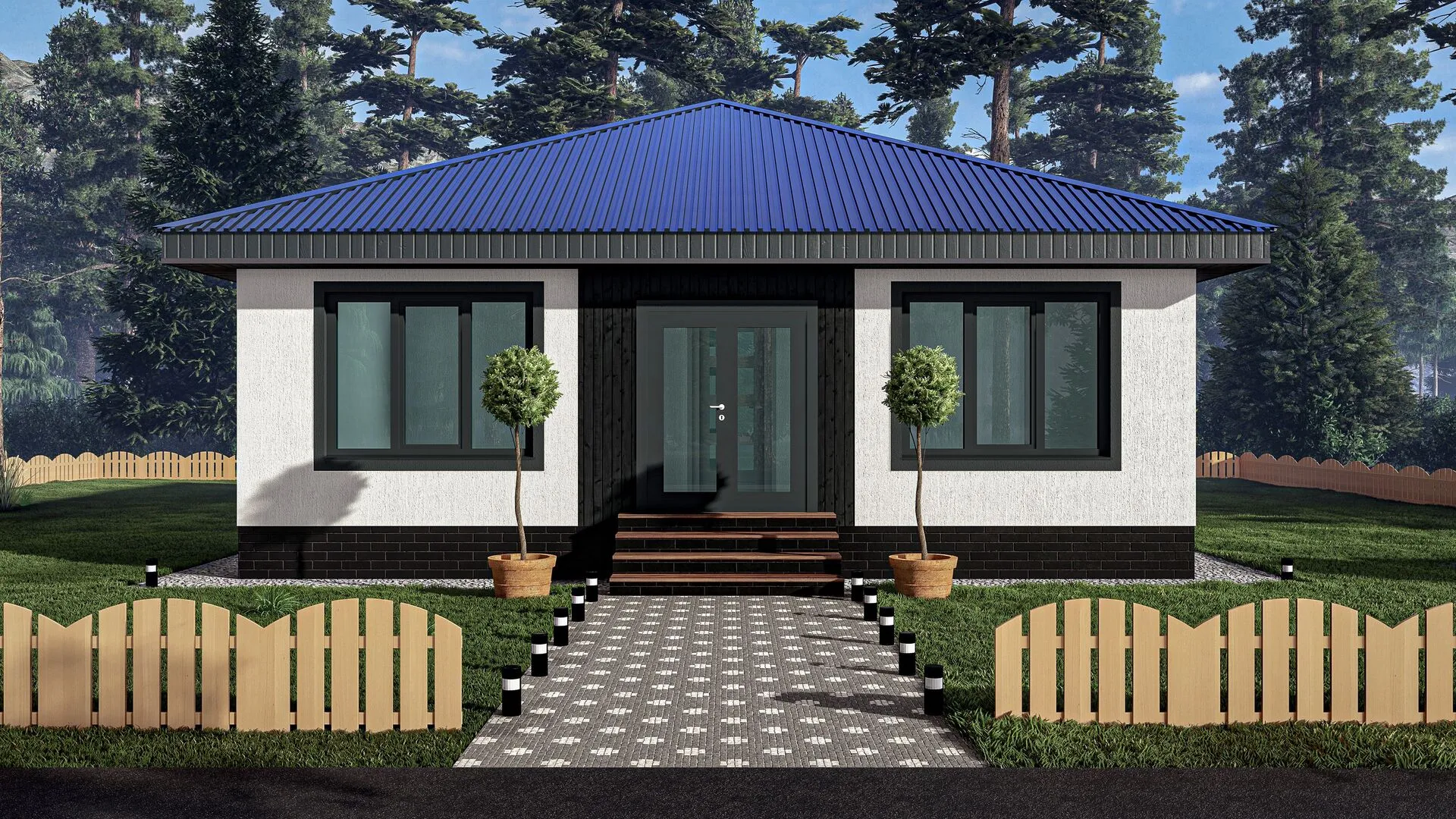 Одноэтажный дом с терассой