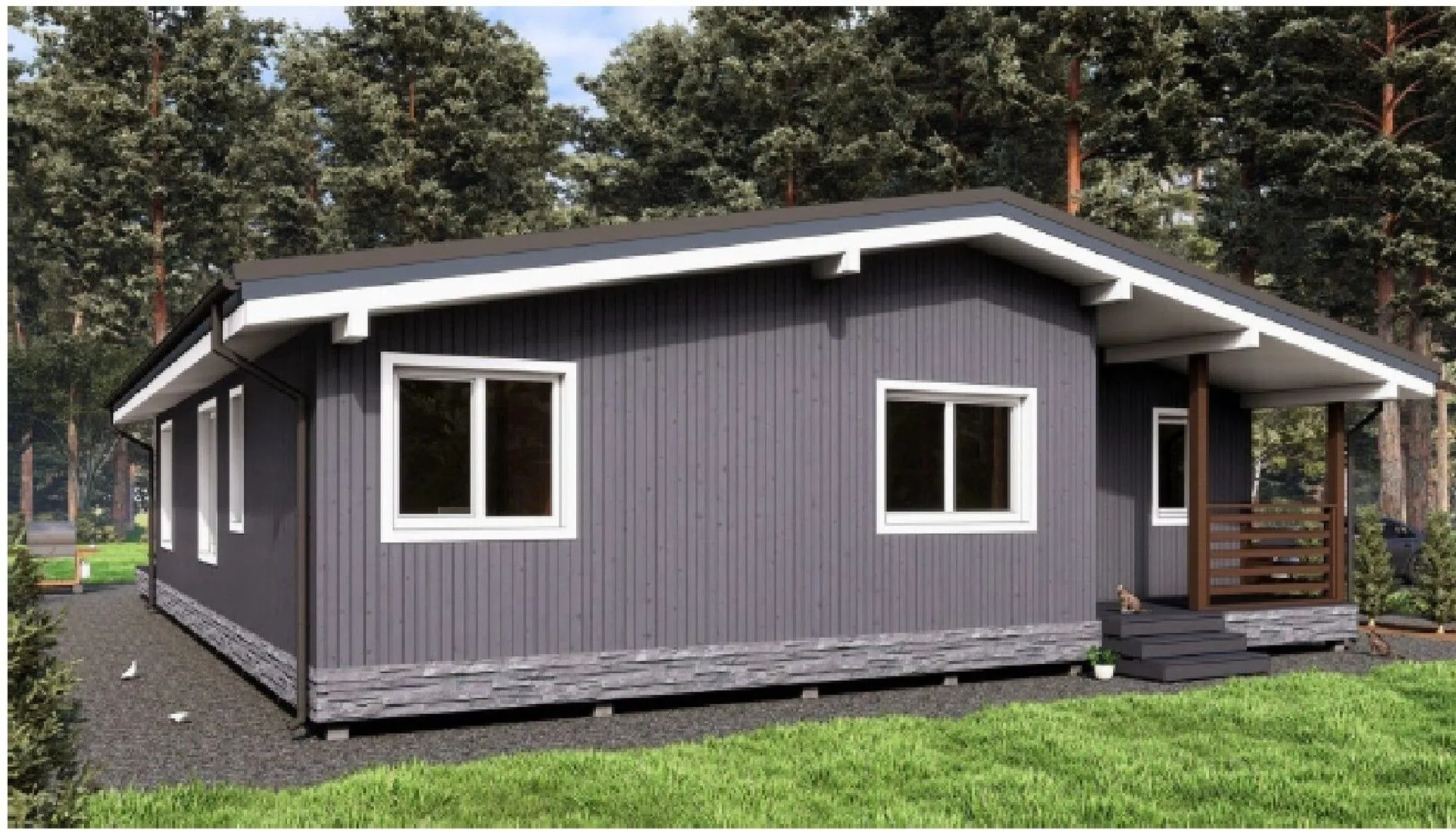 Одноэтажный каркасный дом Малина