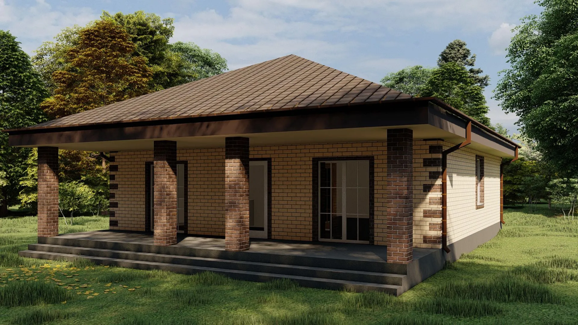 Одноэтажный кирпичный дом ОН-85