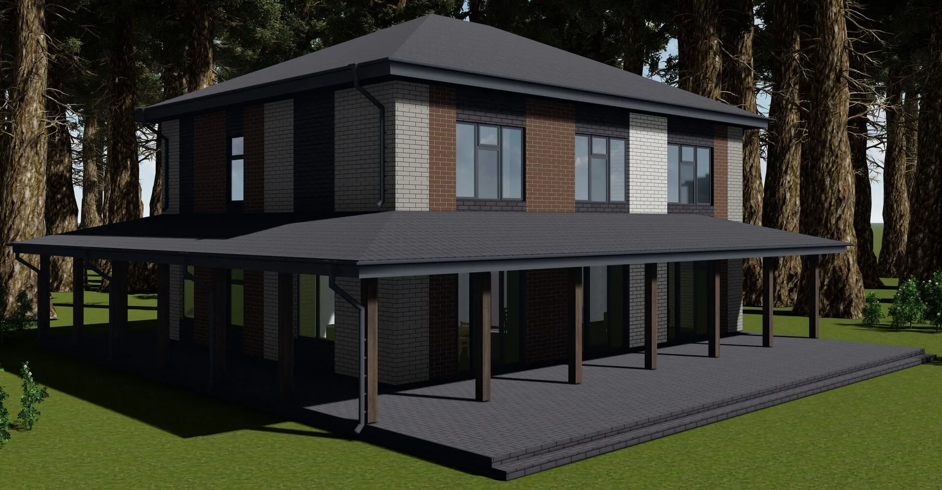 Двухэтажный кирпичный дом КД-2-207