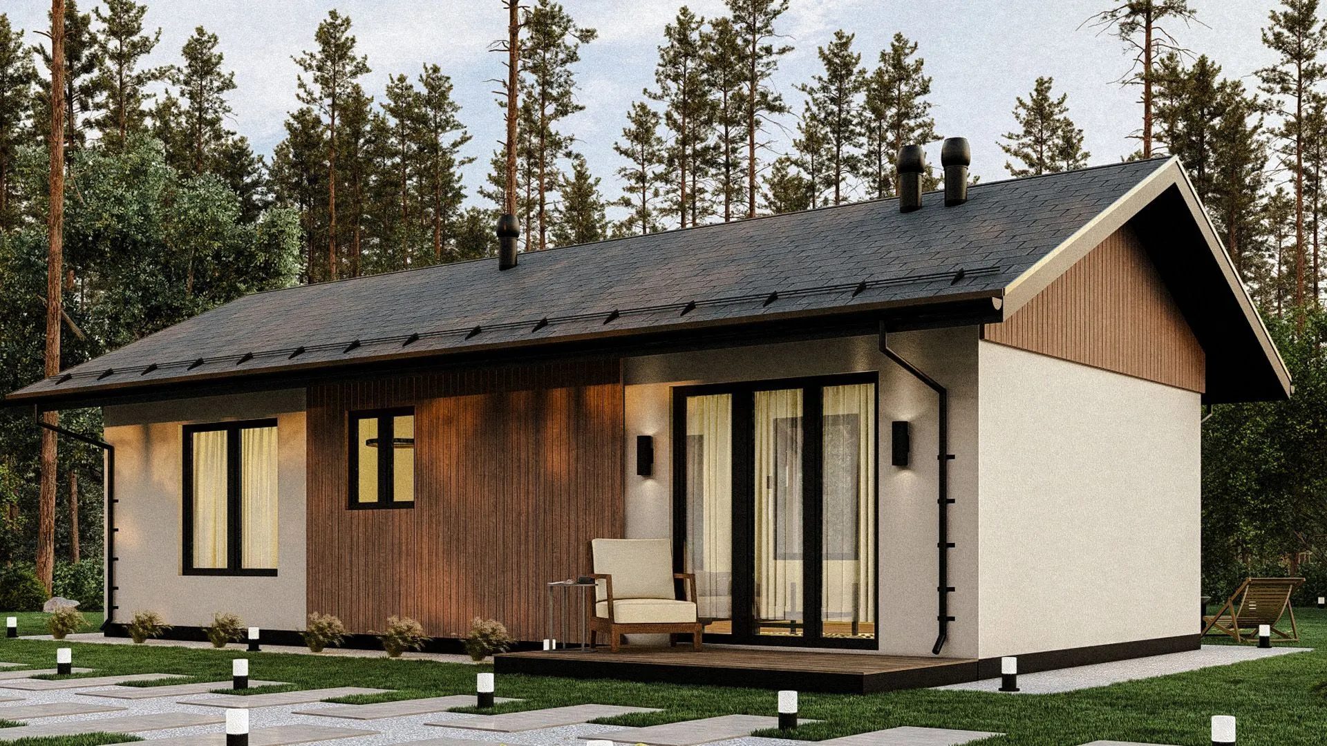 Одноэтажный дом от компании UNIT серии Комфорт - 69 ТК