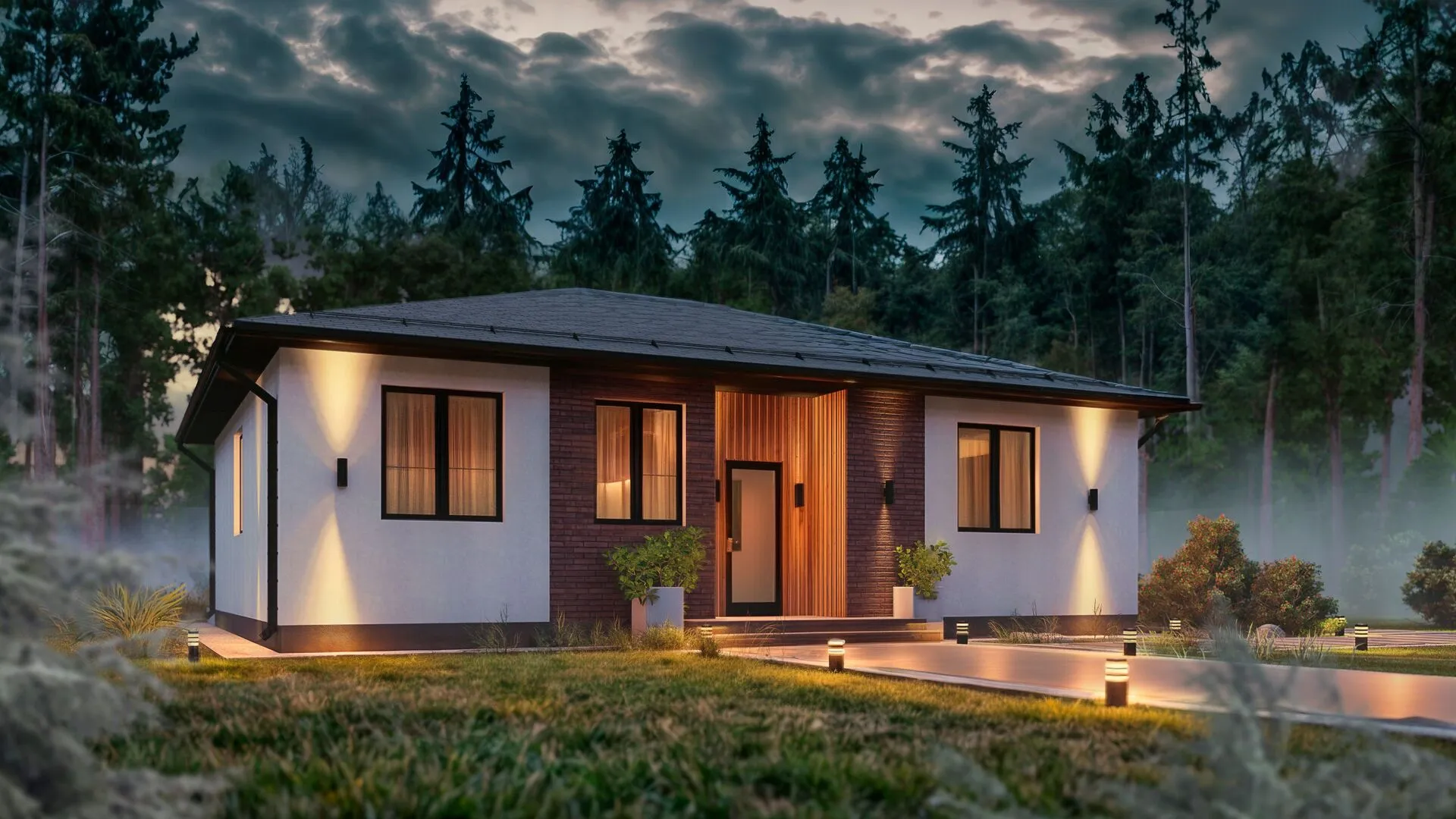 Одноэтажный дом от компании UNIT серии Комфорт - 100 ТК