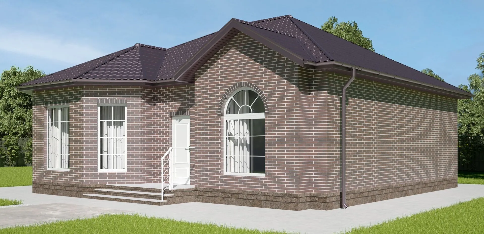 Одноэтажный дом с крыльцом и терассой БРАИТ-5