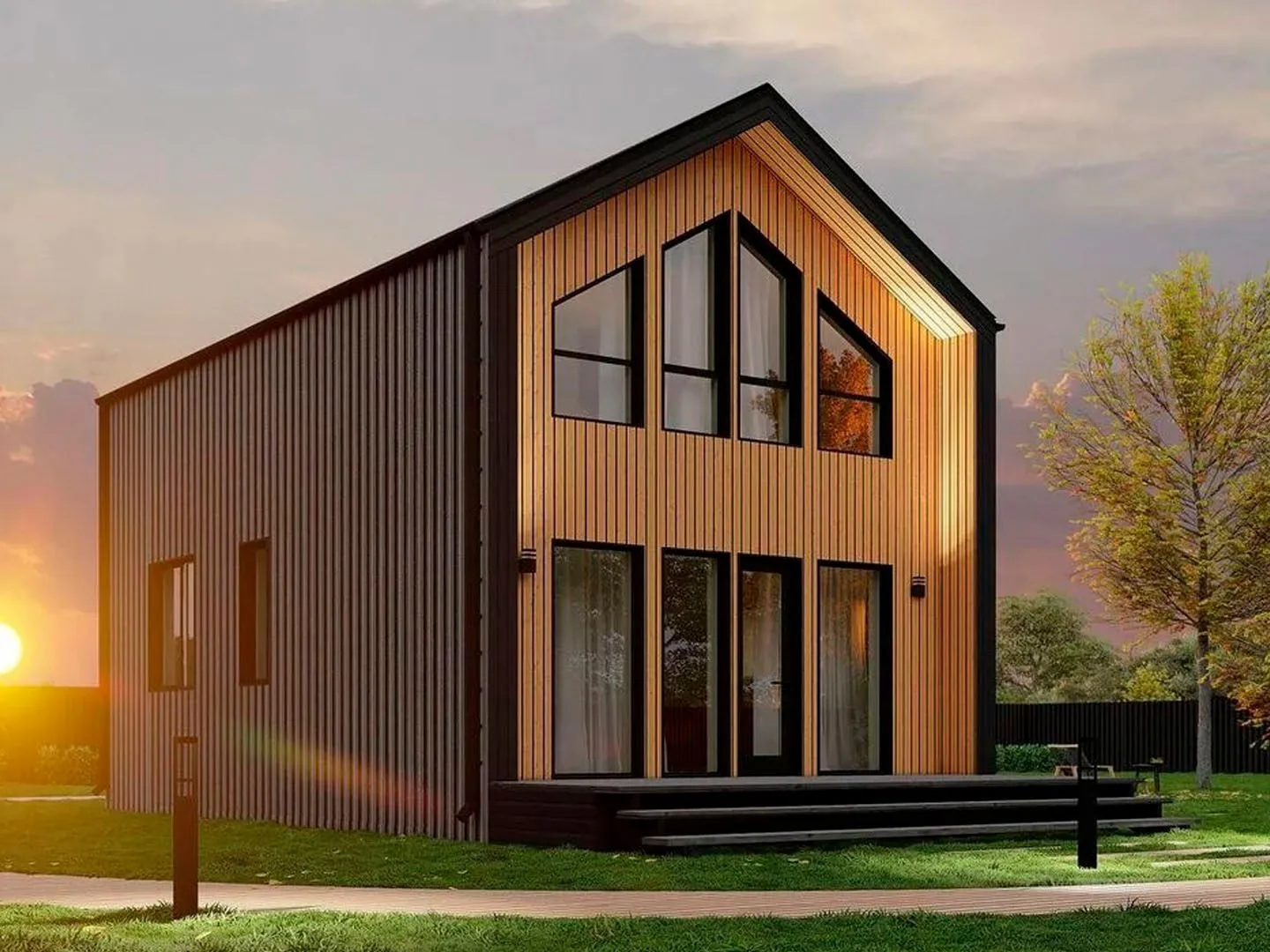 Каркасный дом по проекту Барн 5