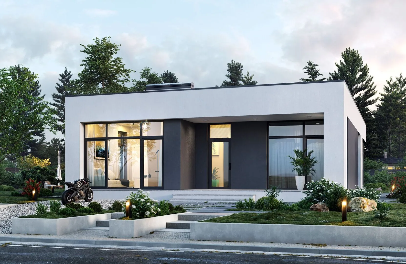 Одноэтажный дом в современном стиле №341