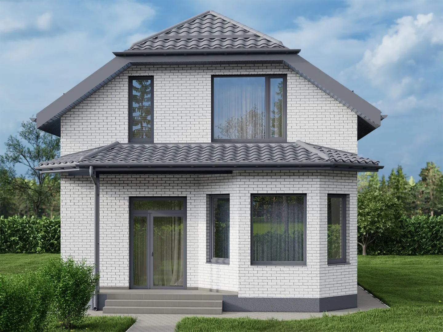 Загородный дом В-241 в кирпиче