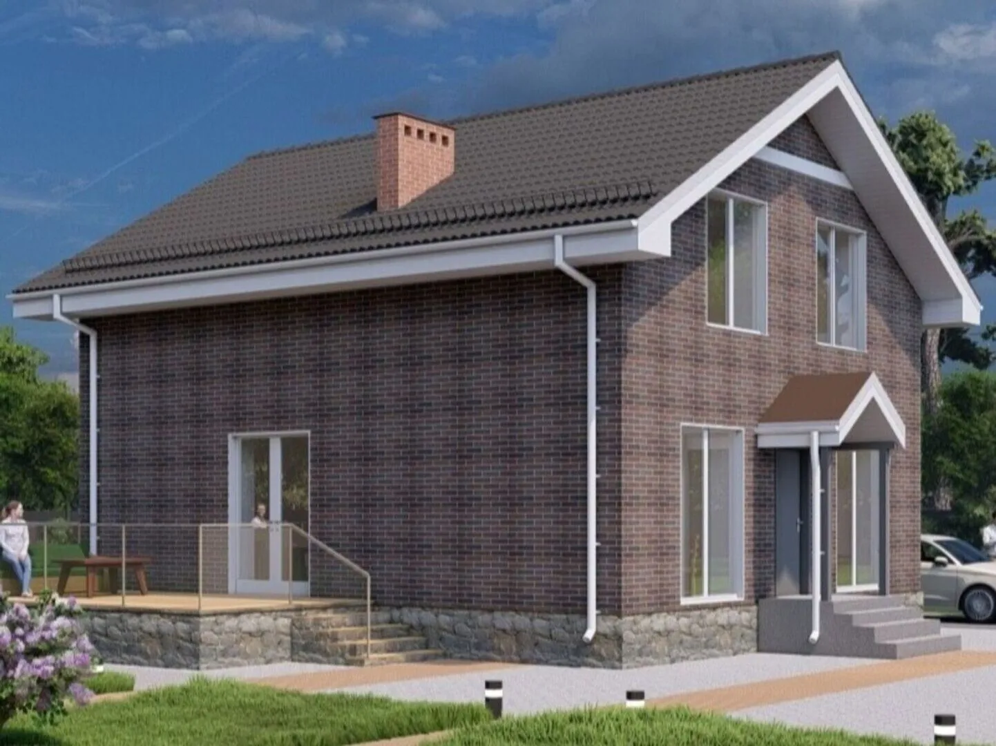 Проект двухэтажного каменного дома