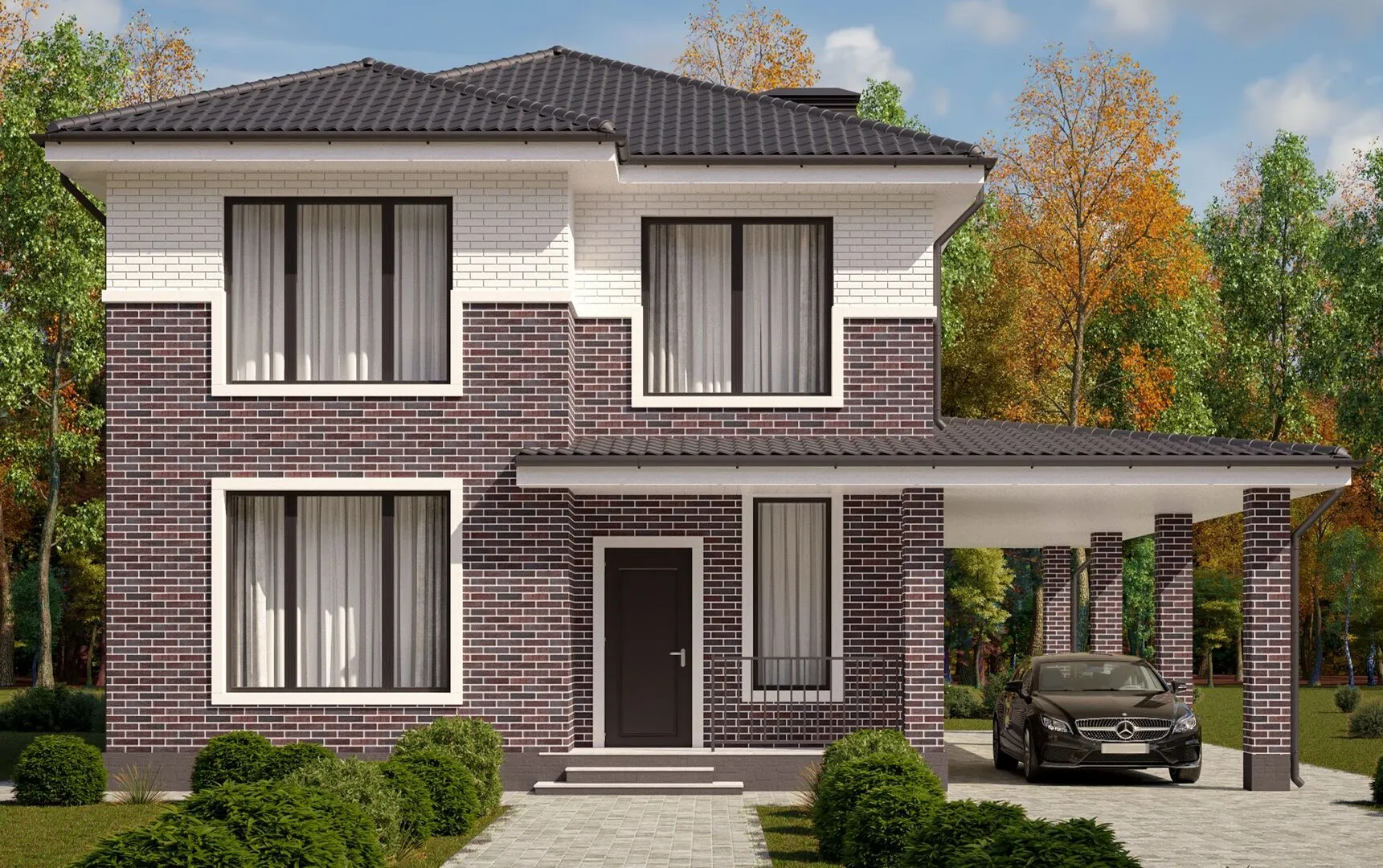 Двухэтажный дом с автостоянкой БРАИТ-73