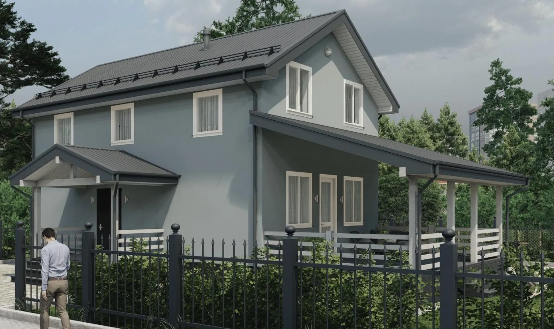 Двухэтажный дом в современном стиле