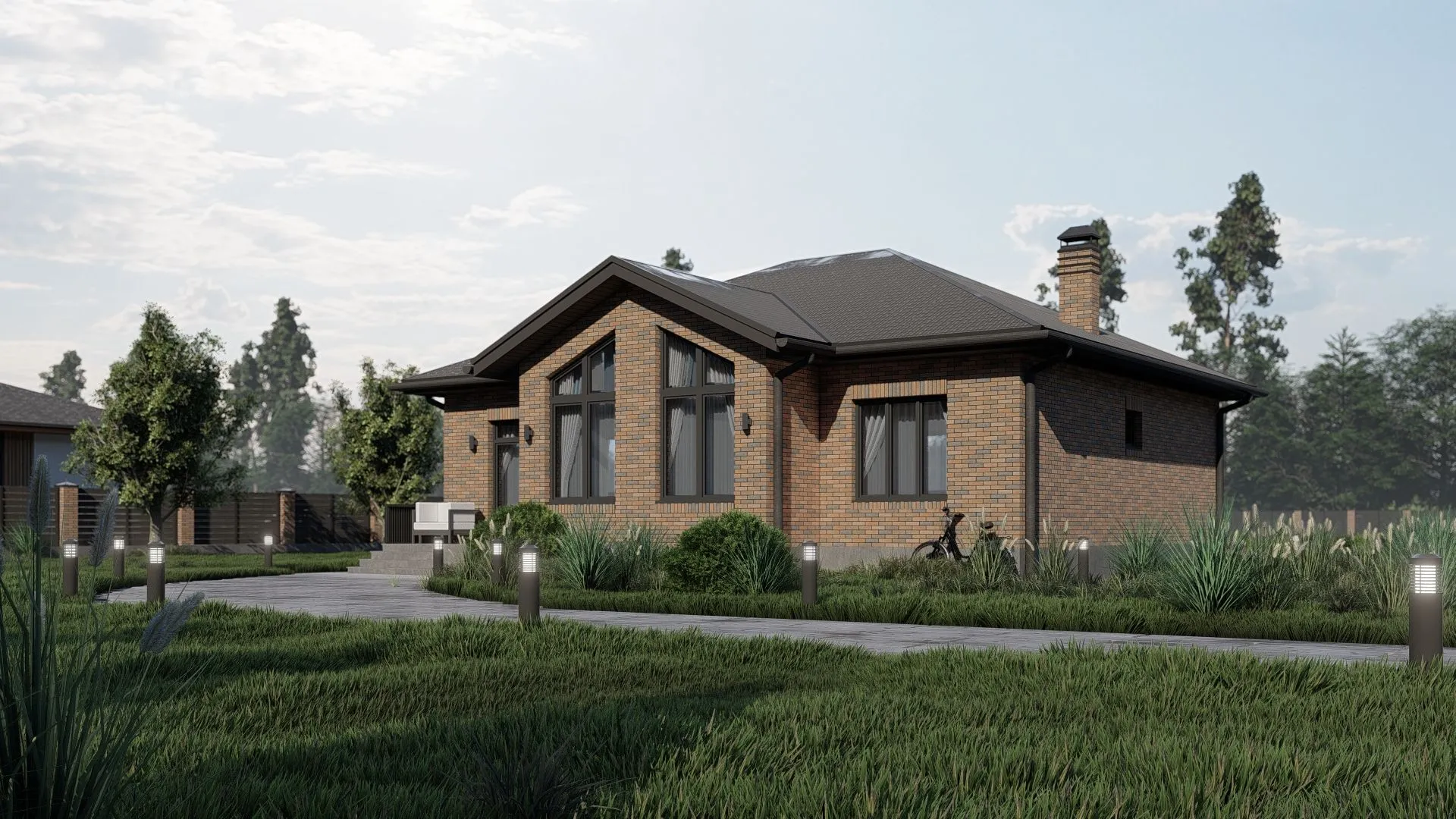 Одноэтажный дом со вторым светом