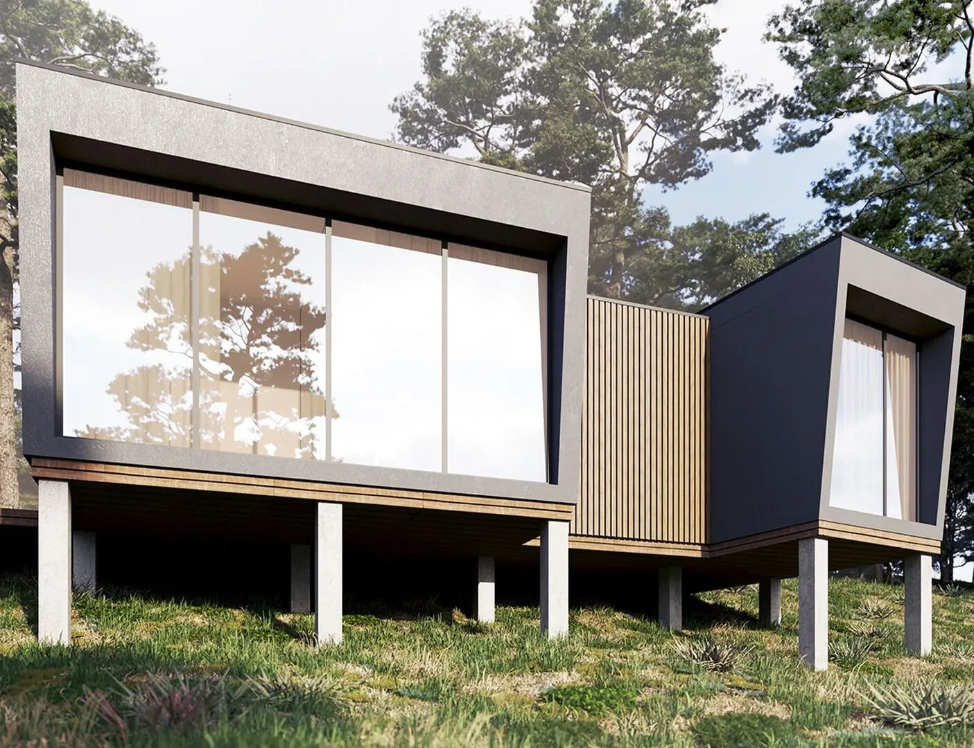 Современный дом с 1-ой спальней и кабинетом