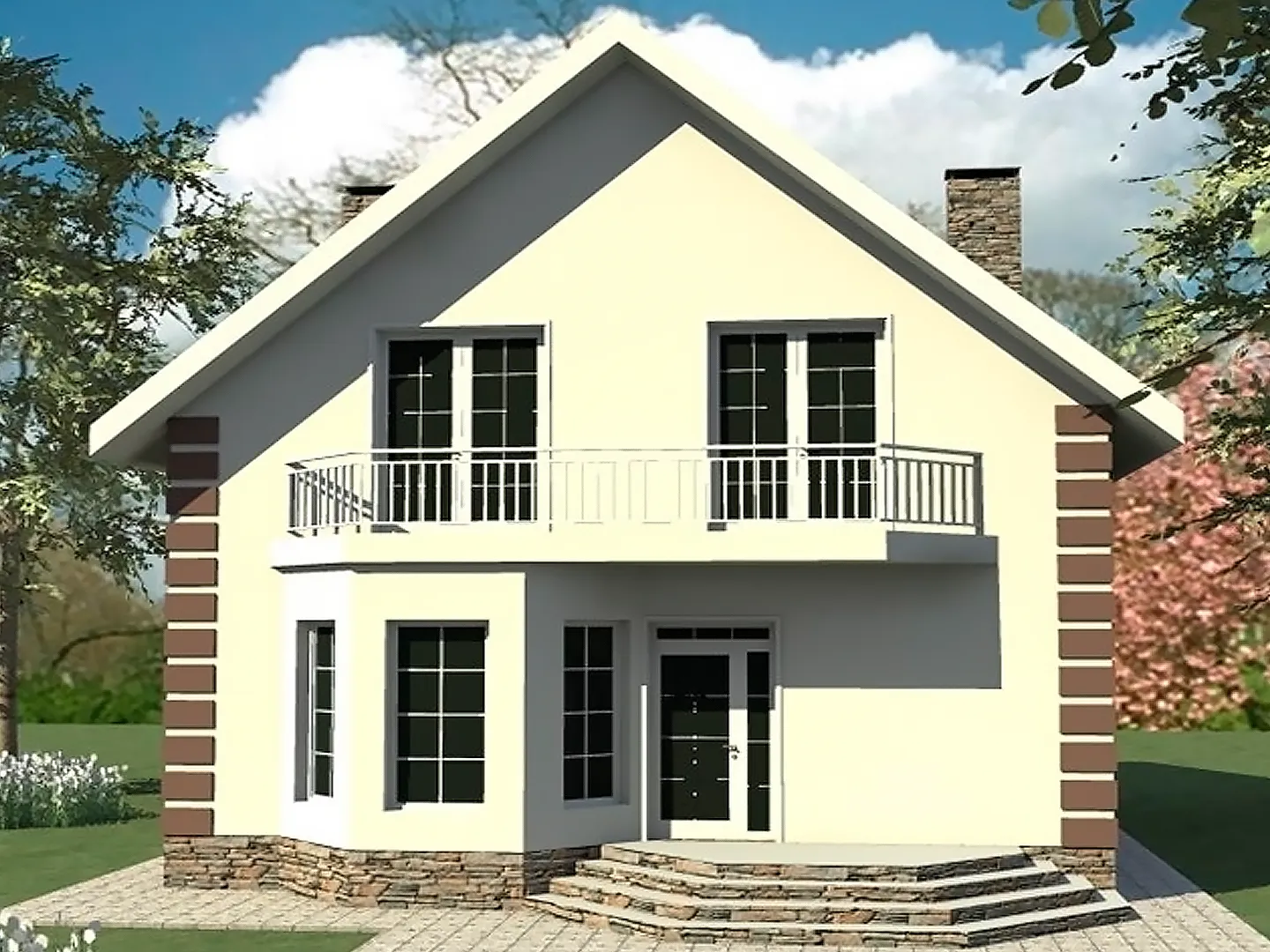 Дом с эркером и мансардой