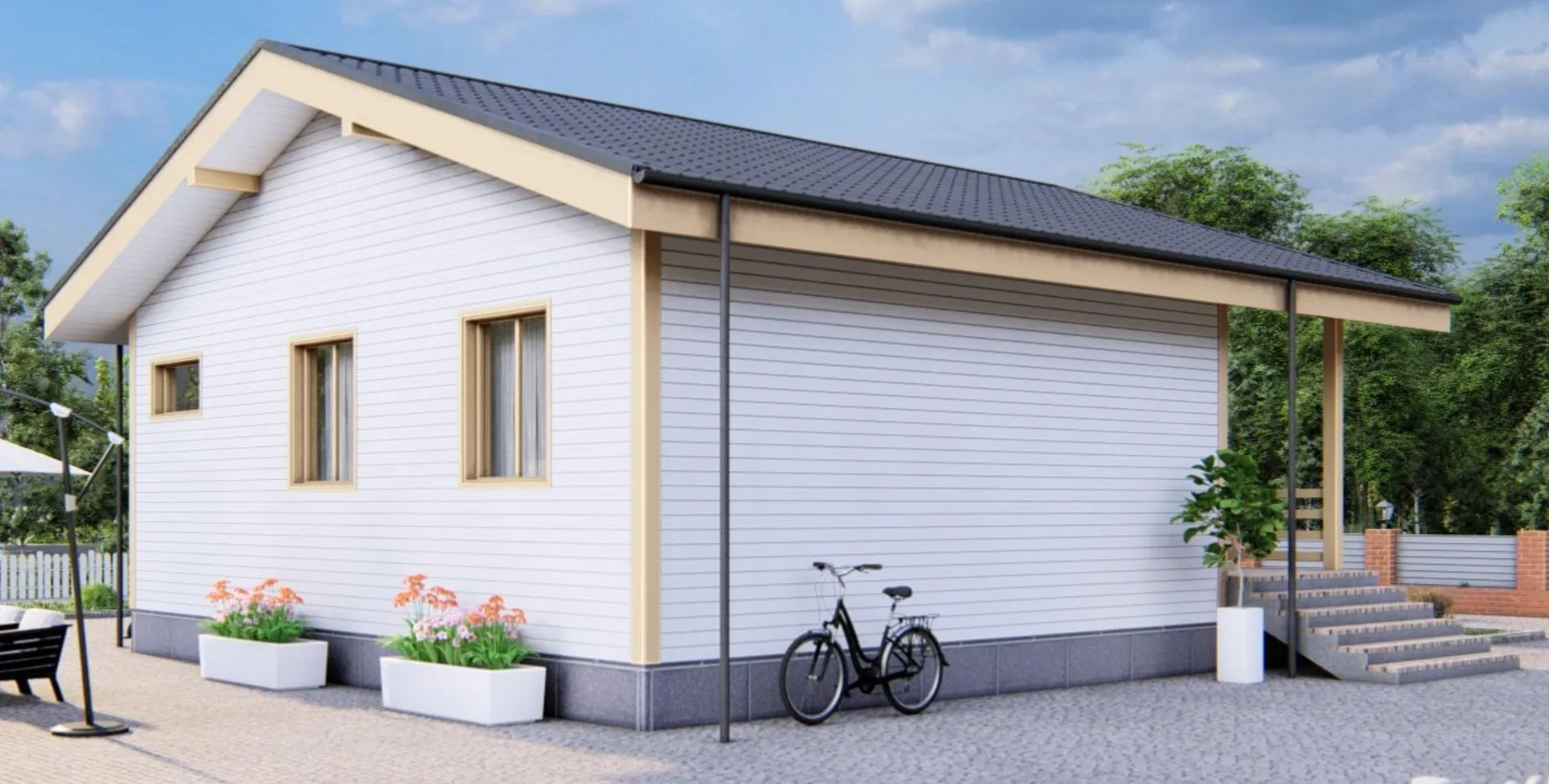 Каркасный дом для круглогодичного проживания 10,0х9,0