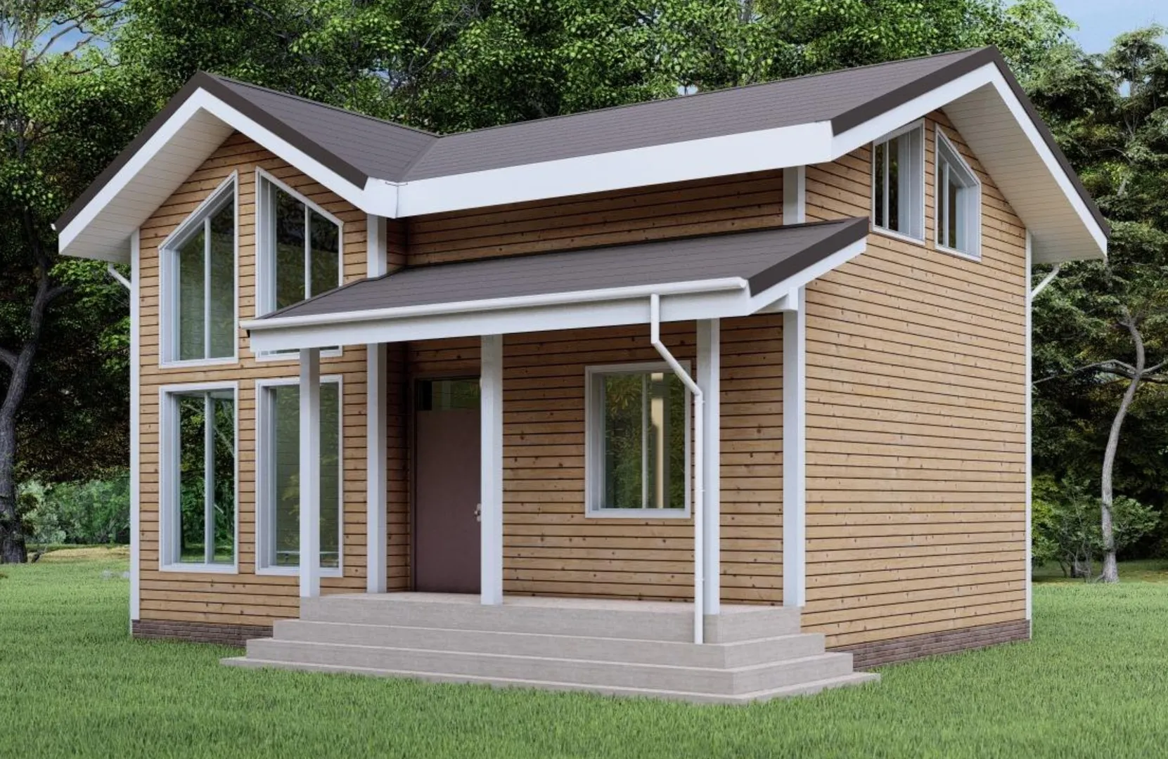 Каркасный дом для круглогодичного проживания 7,57х9,0