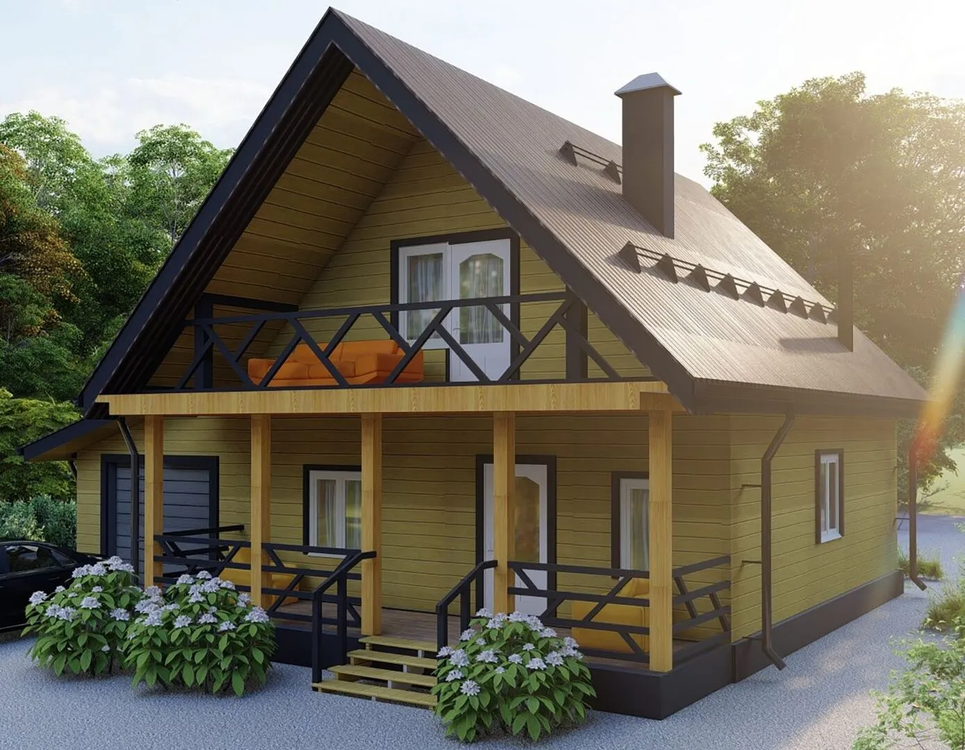 Дом с мансардным этажом в стиле шале Д-4