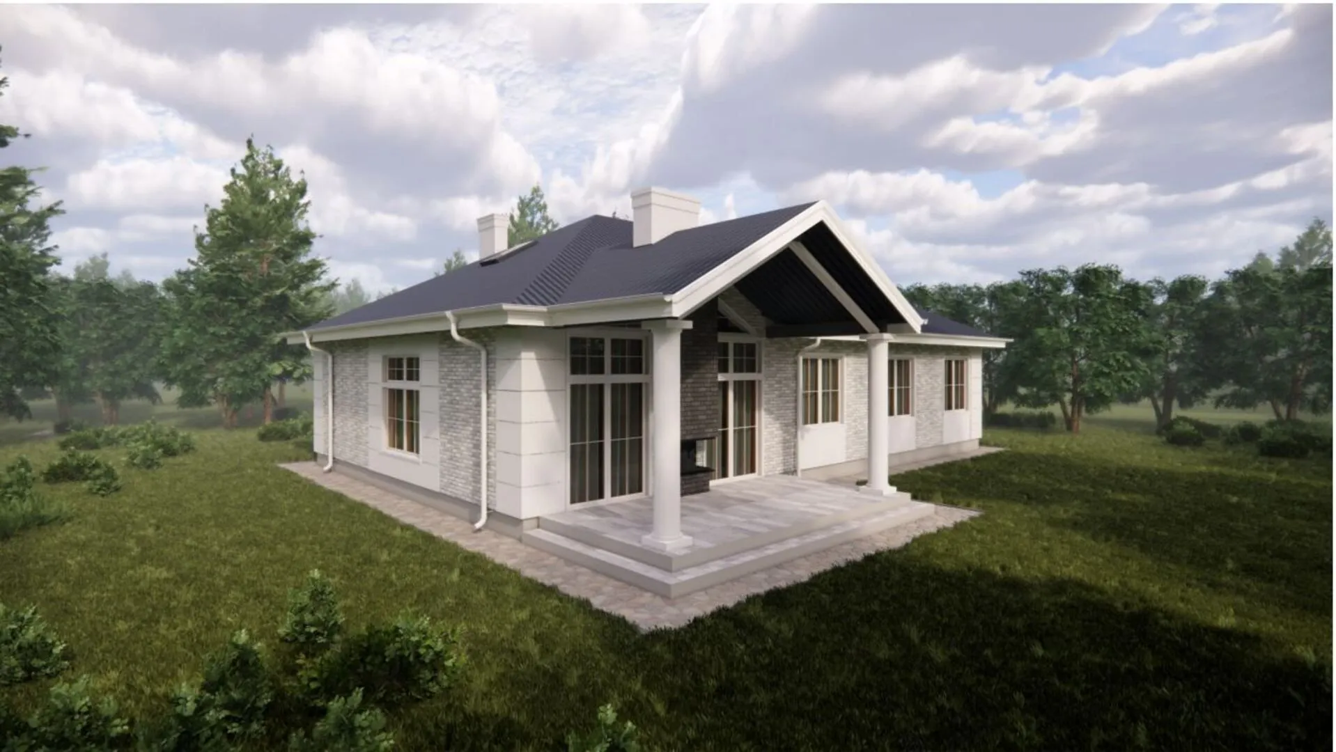 Одноэтажный жилой дом с мансардой