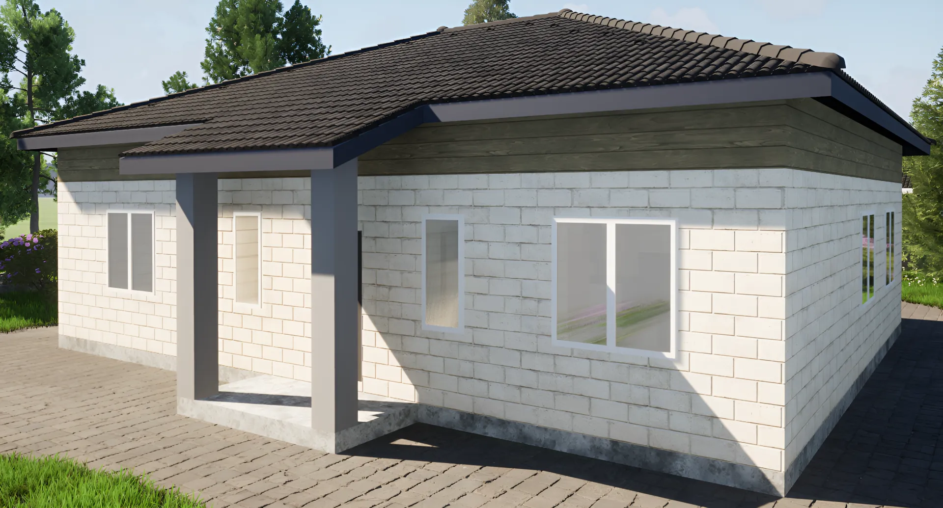 Одноэтажный каменный дом 