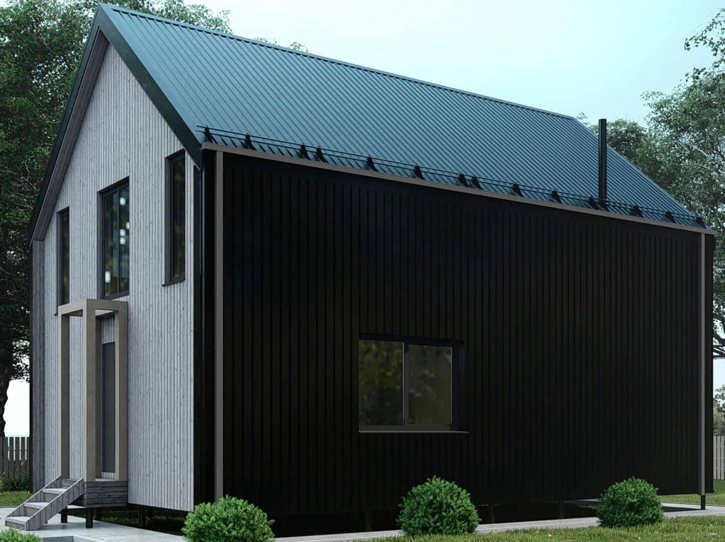 Мансардный дом в стиле Барн 