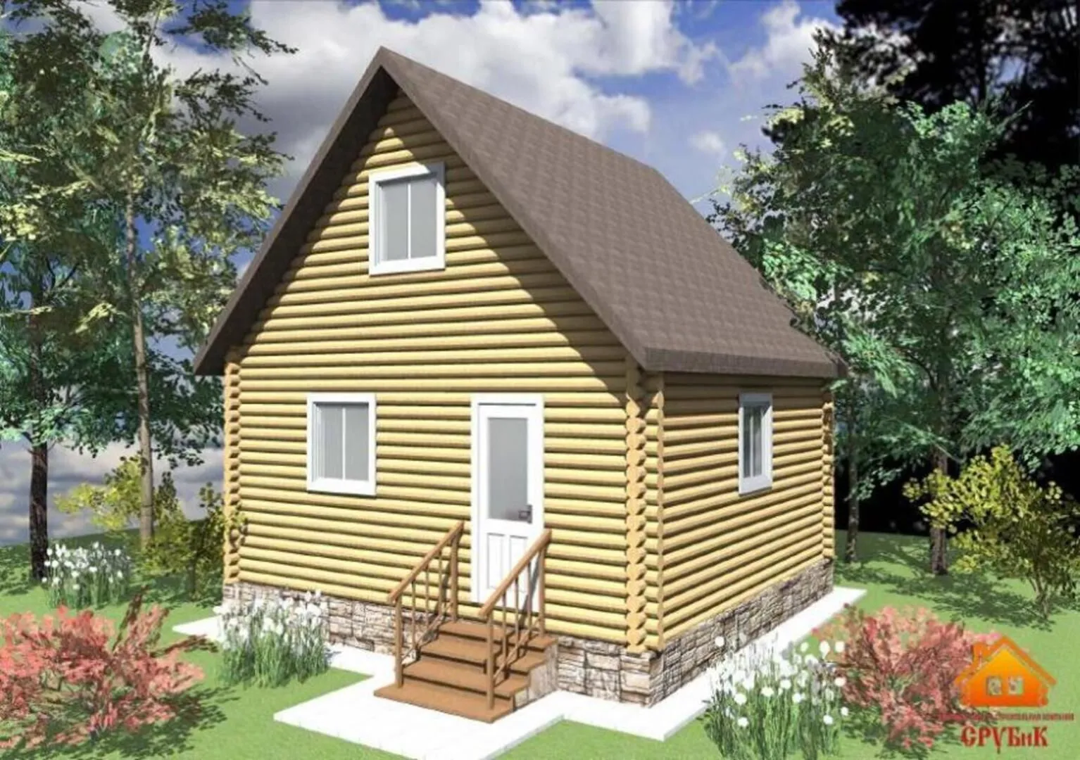 Дом из бревна с мансардным этажом