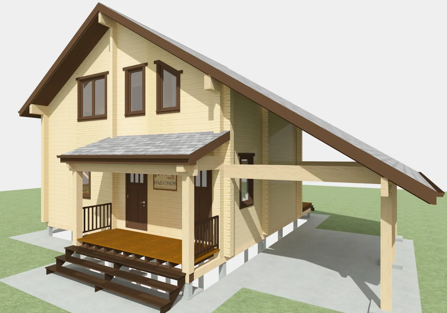 Двухэтажный дом из клееного бруса по проекту Кд163