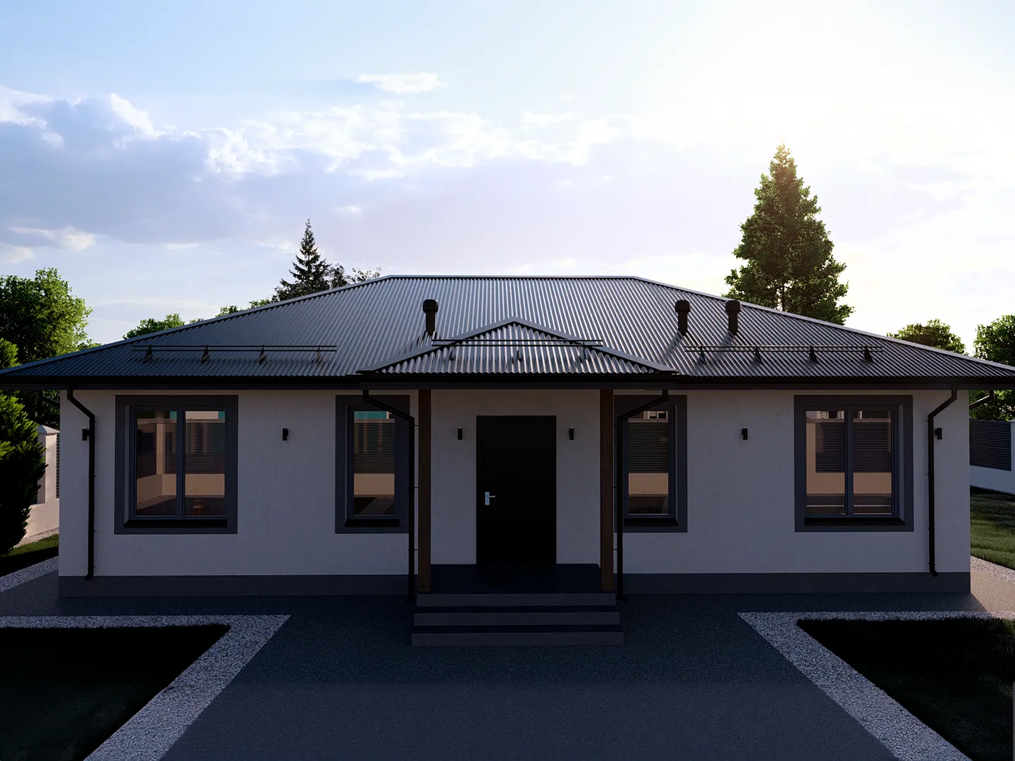 Одноэтажный загородный дом 