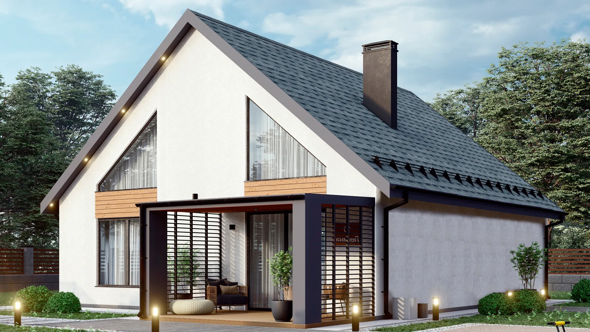 Дом с террасой и антресолью Skandi