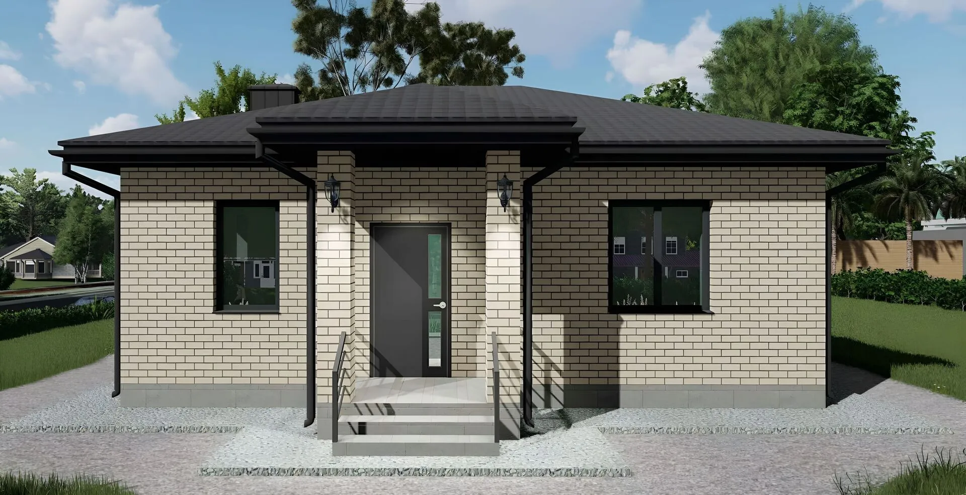 Кирпичный дом с террасой Хабаровск