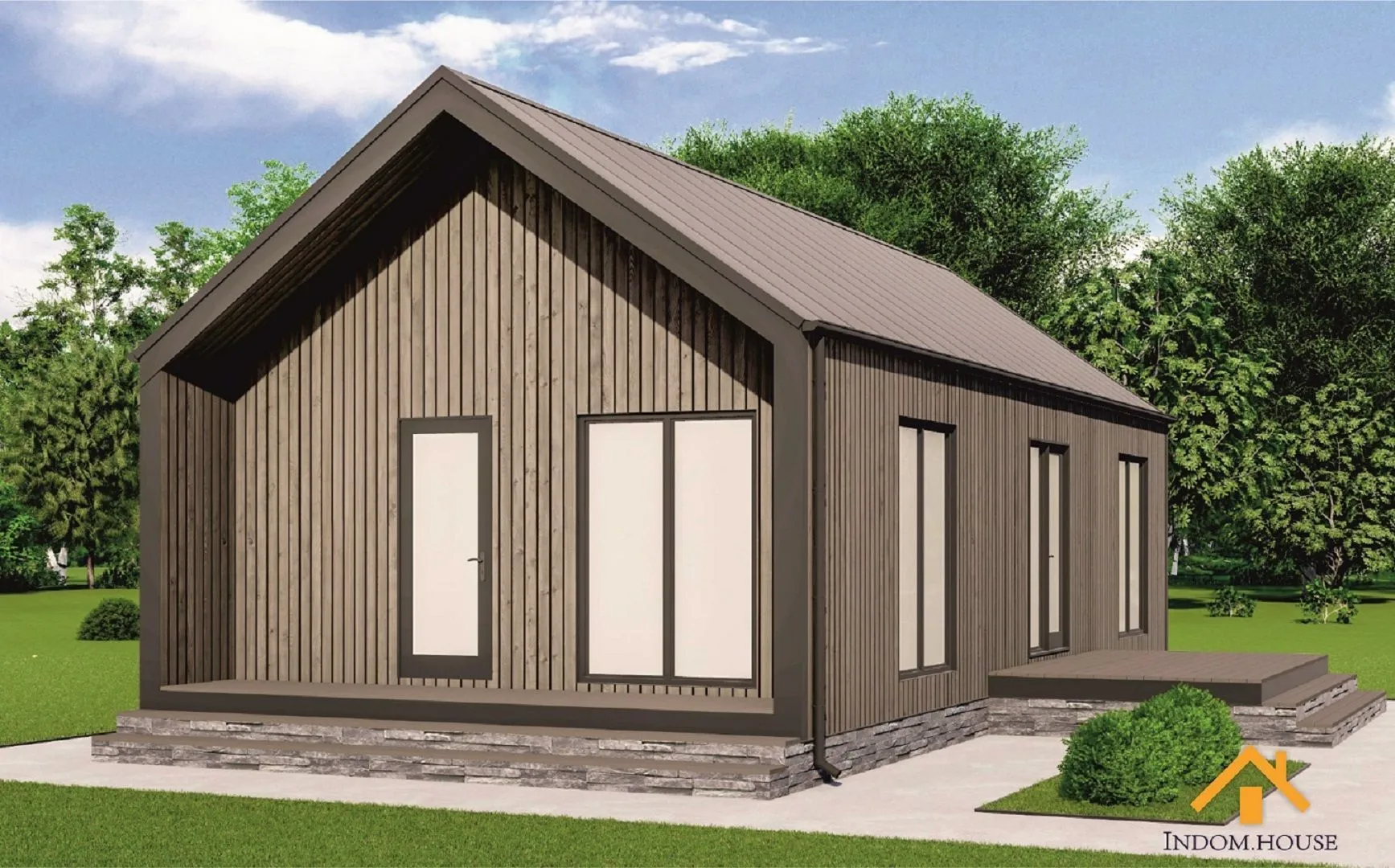 Одноэтажный каркасный дом i.House77