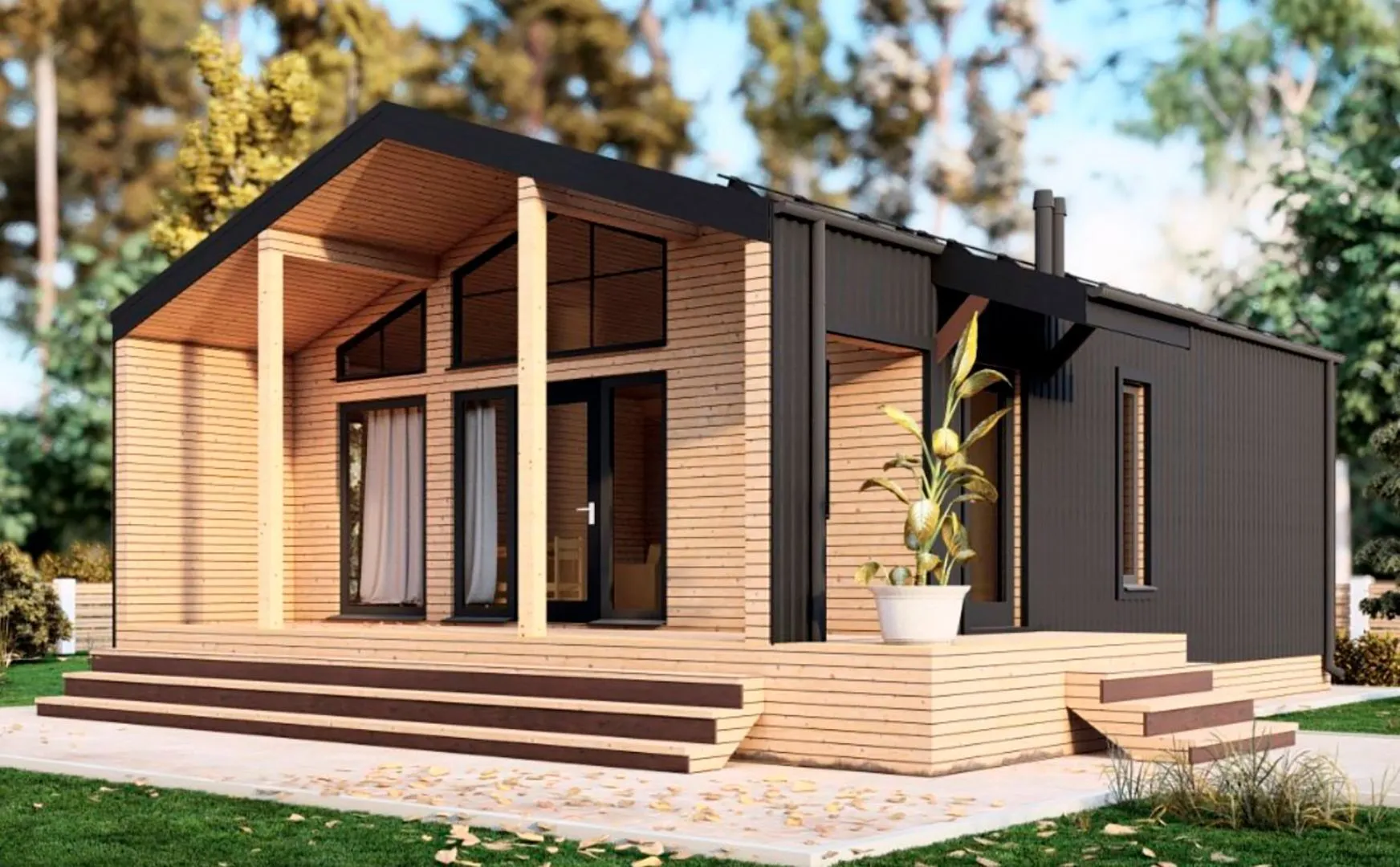 Одноэтажный загородный дом 