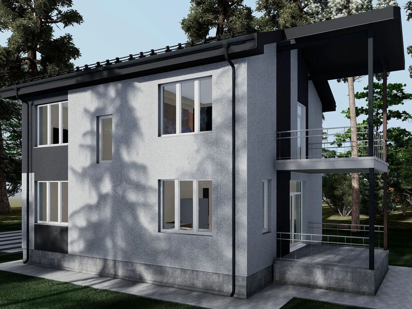 Двухэтажный дом с террасой и балконом Family Д-120