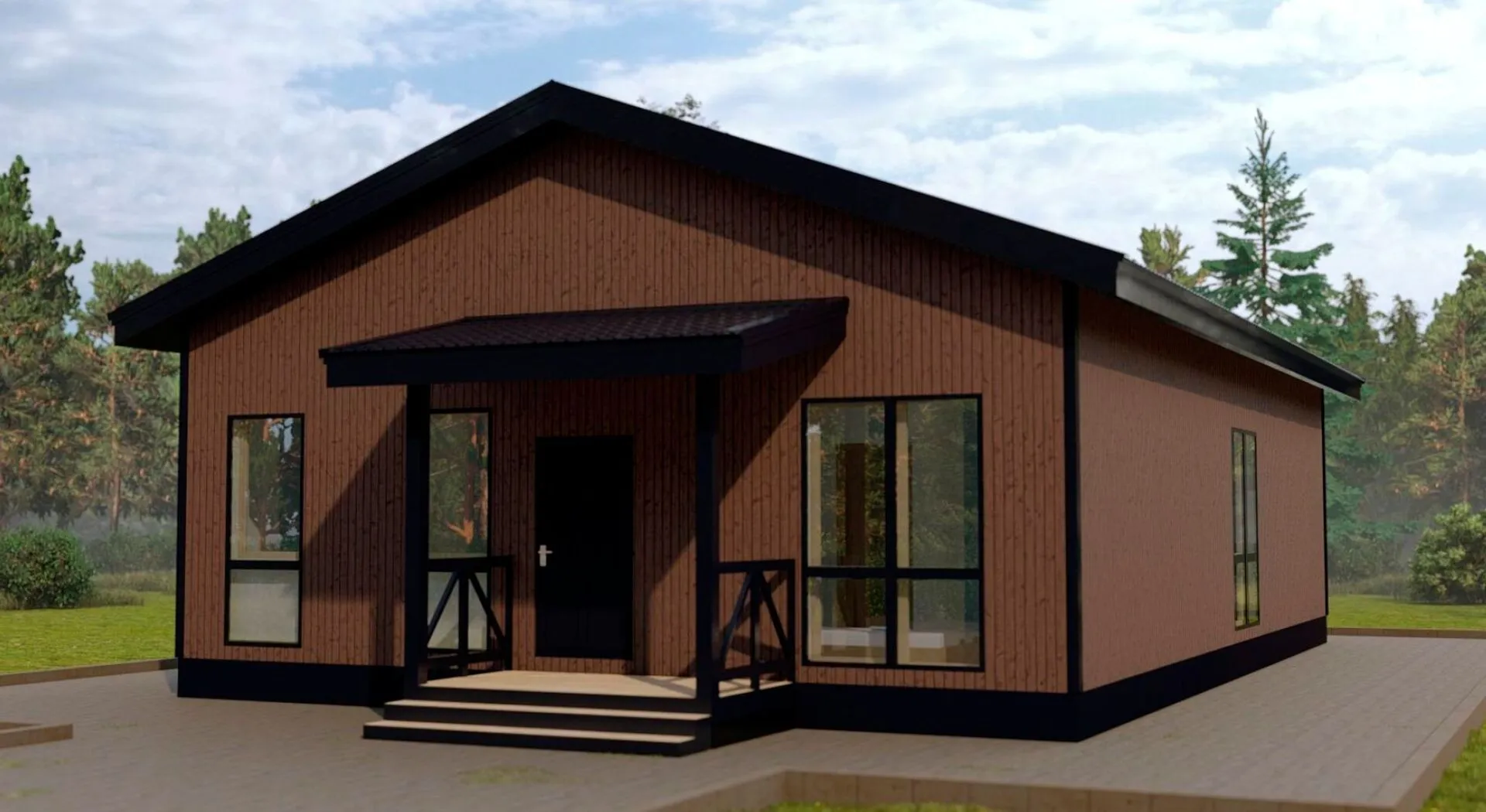 Одноэтажный каркасный дом ТПК-135