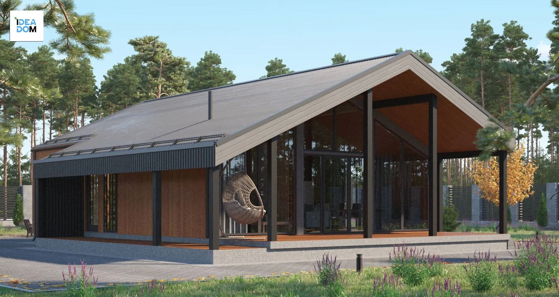 Одноэтажный барнхаус с сауной LATO-80 Sauna