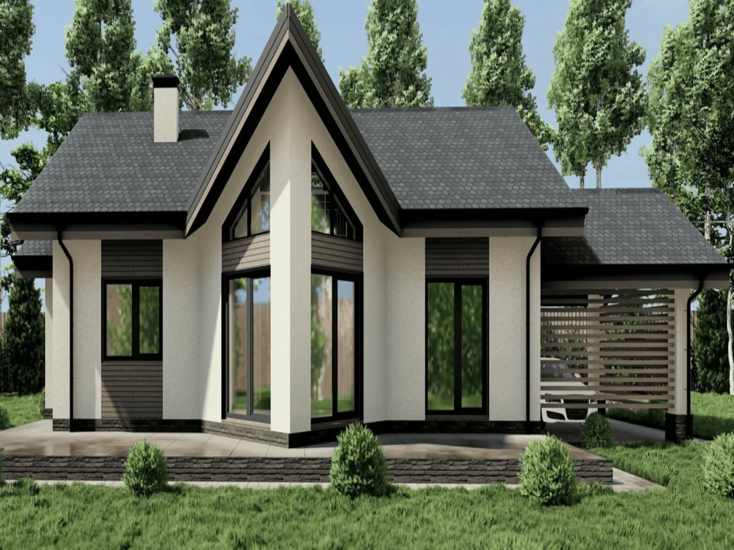 Одноэтажный дом 4 сезона