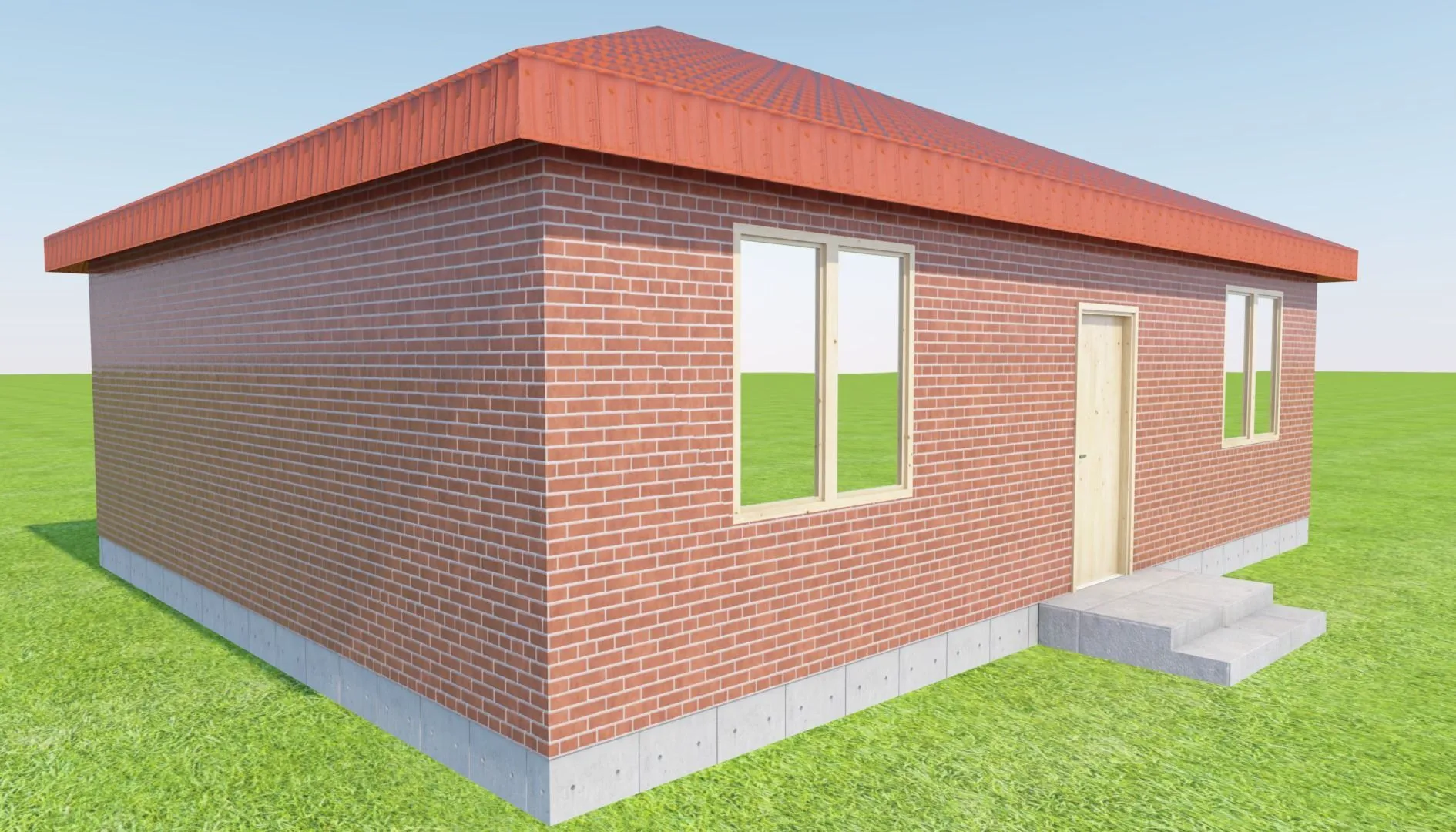 Проект 117 из полублока и отделкой кирпичем