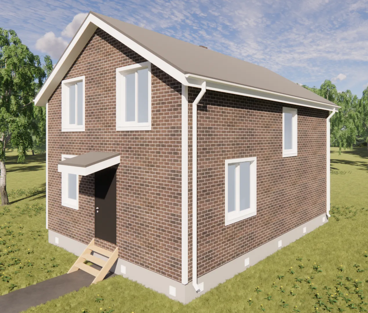 Каркасный двухэтажный дом КД-66