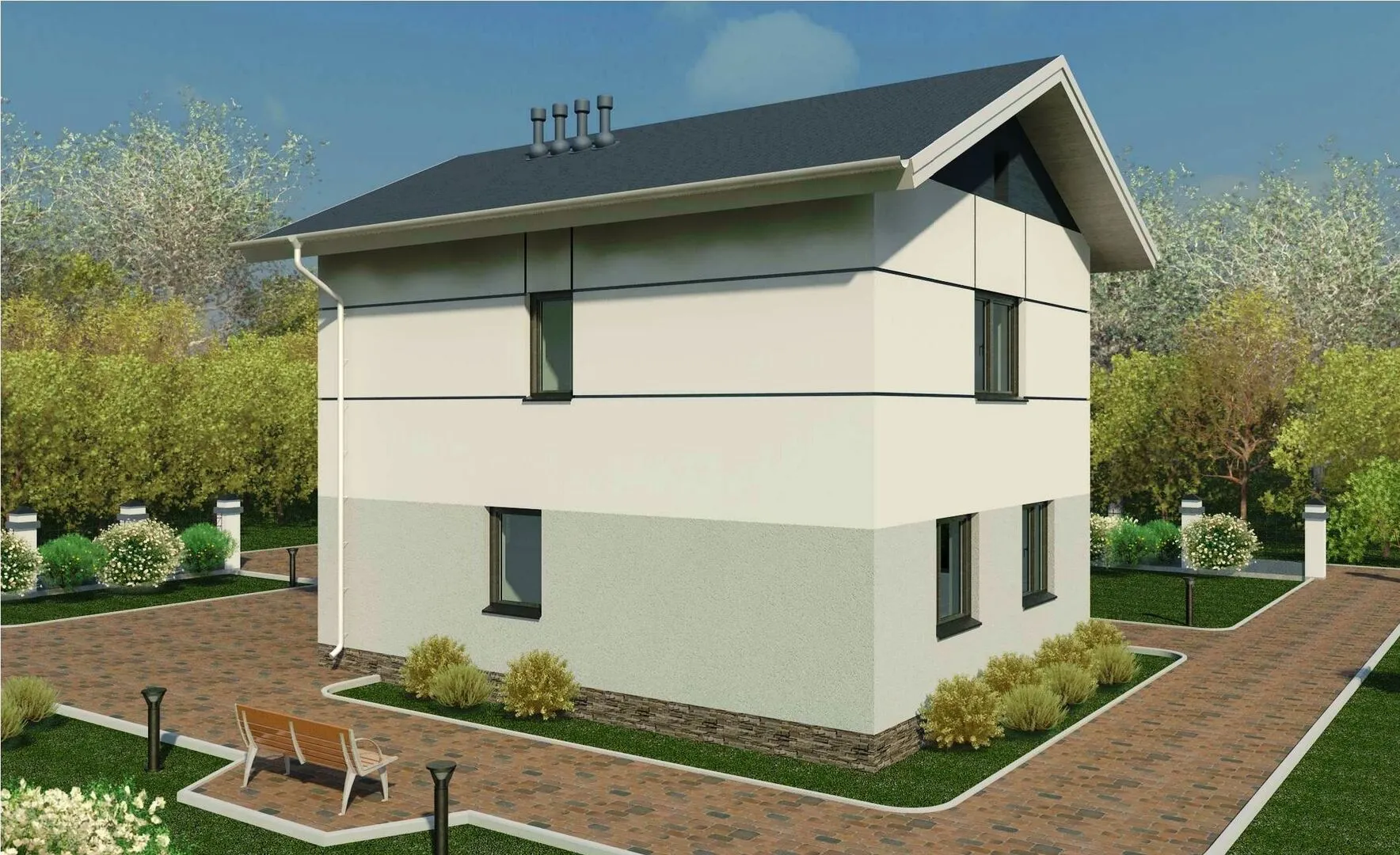 Двухэтажный дом с мансардой ЦН-107