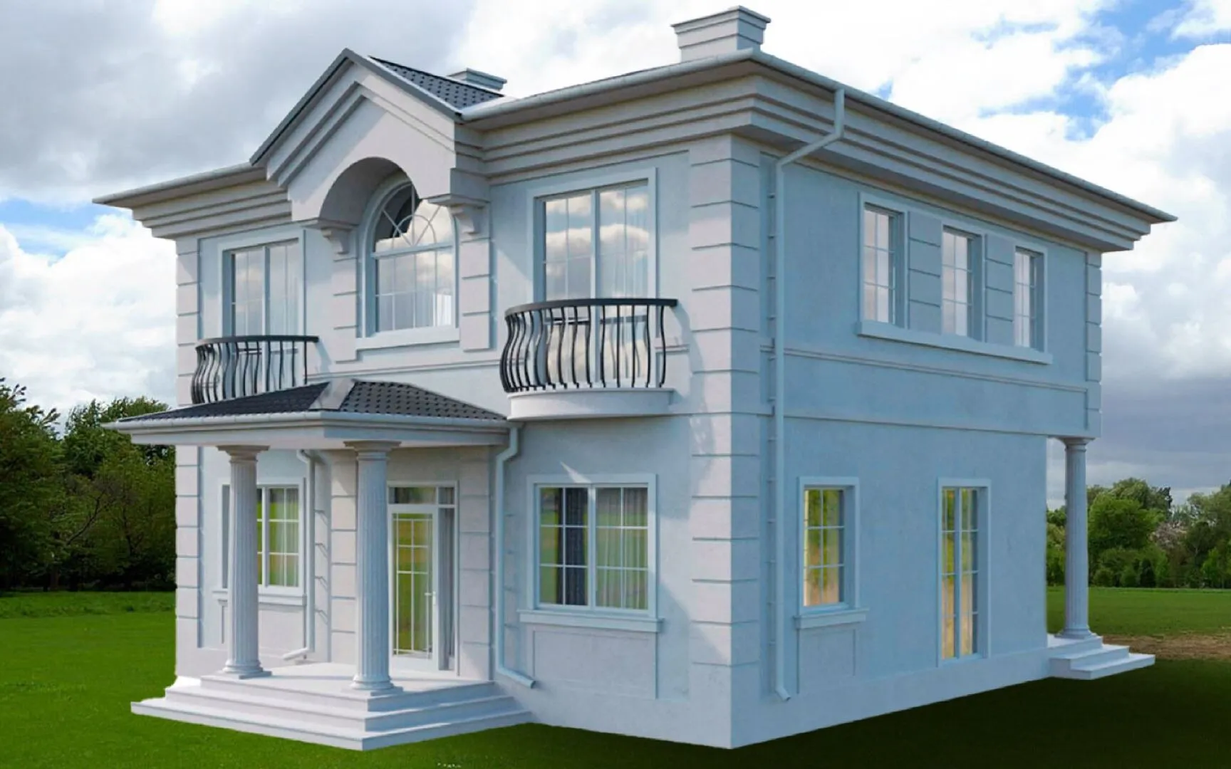 Небольшой классический двухэтажный дом