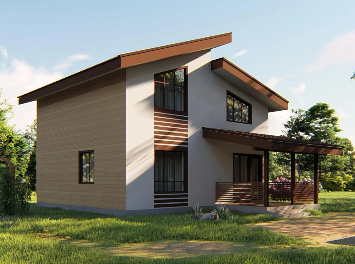 Загородный каркасный дом для большой семьи 8,4х8,9 - 126 м²