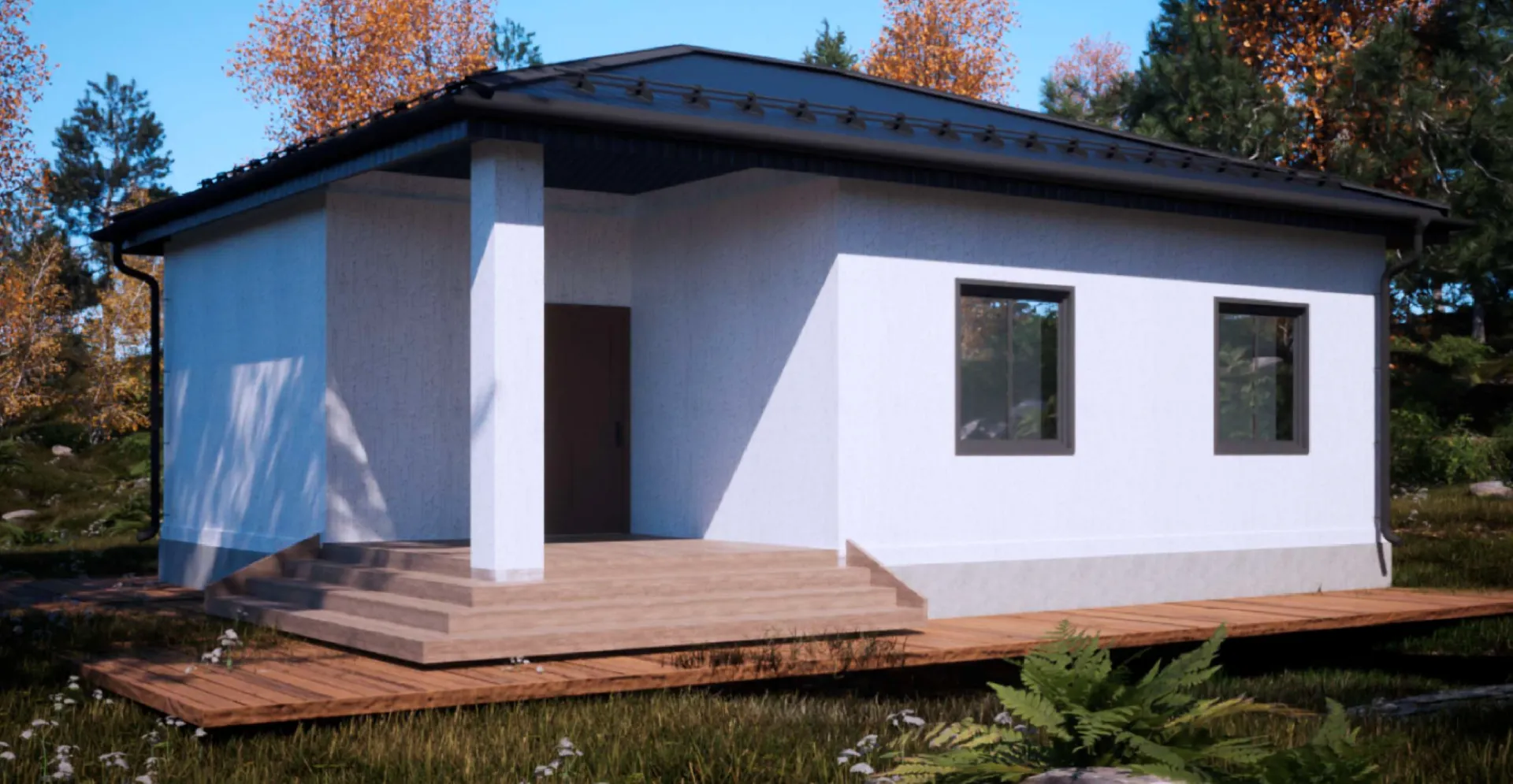 Одноэтажный дом из газобетона 