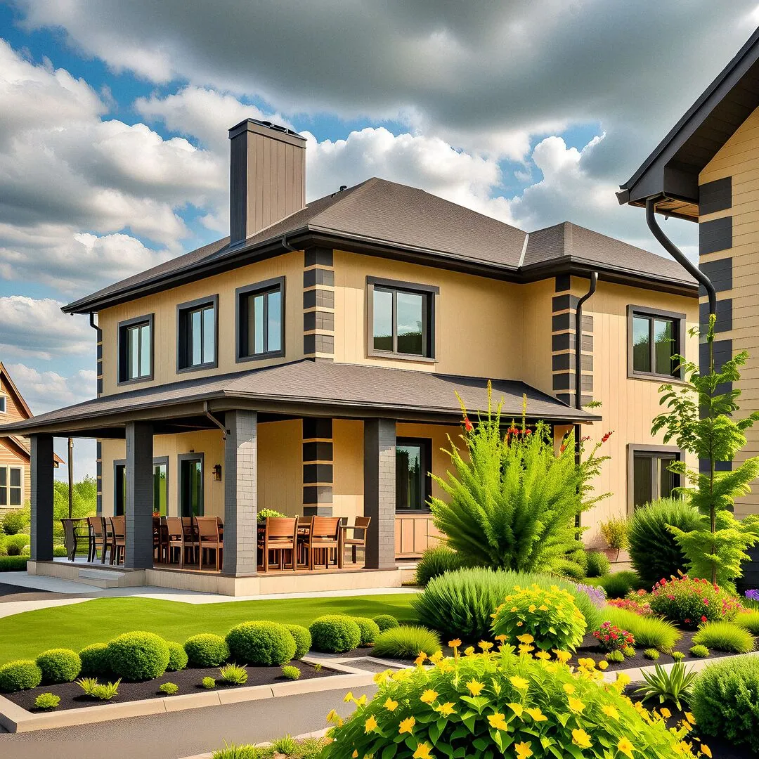 Газобетонный дом облицованный кирпичом 